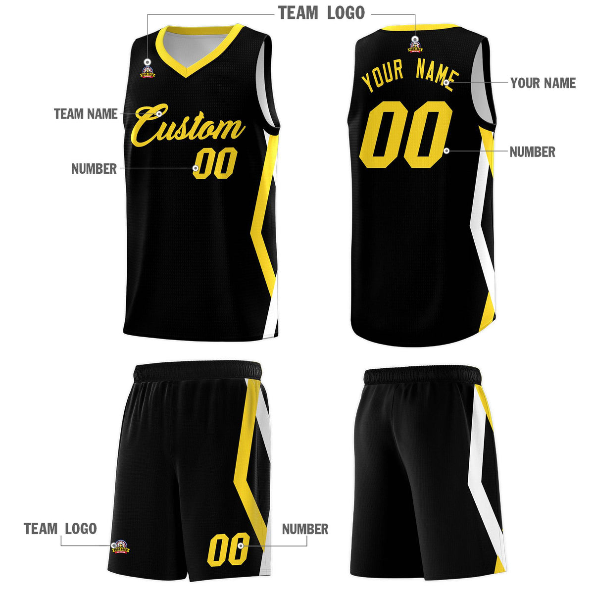 Custom Black Side Rhombus Graffiti Pattern Sets Basketball Jersey