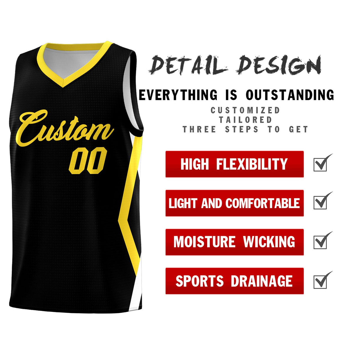 Custom Black Side Rhombus Graffiti Pattern Sets Basketball Jersey