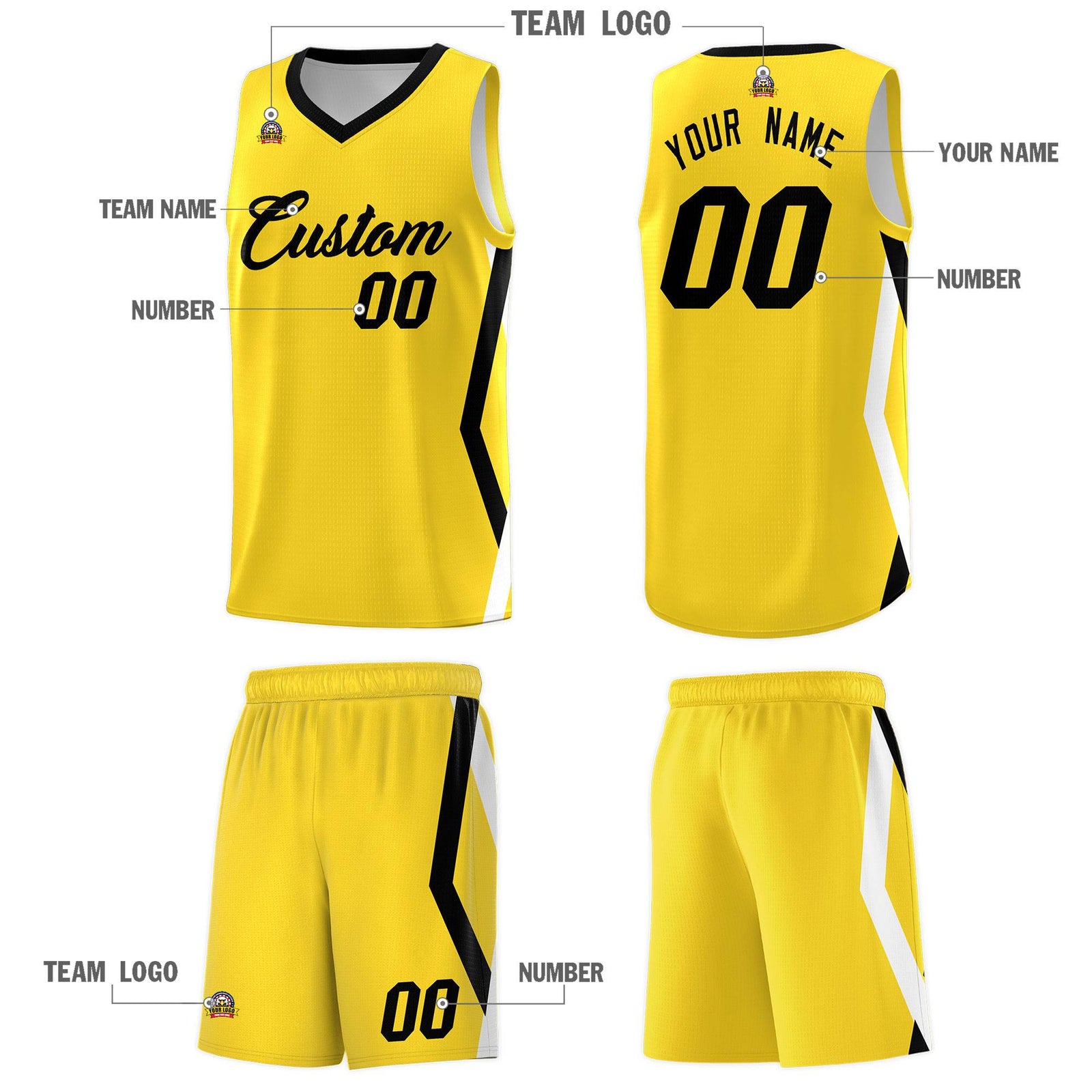 Custom Gold Side Rhombus Graffiti Pattern Sets Basketball Jersey