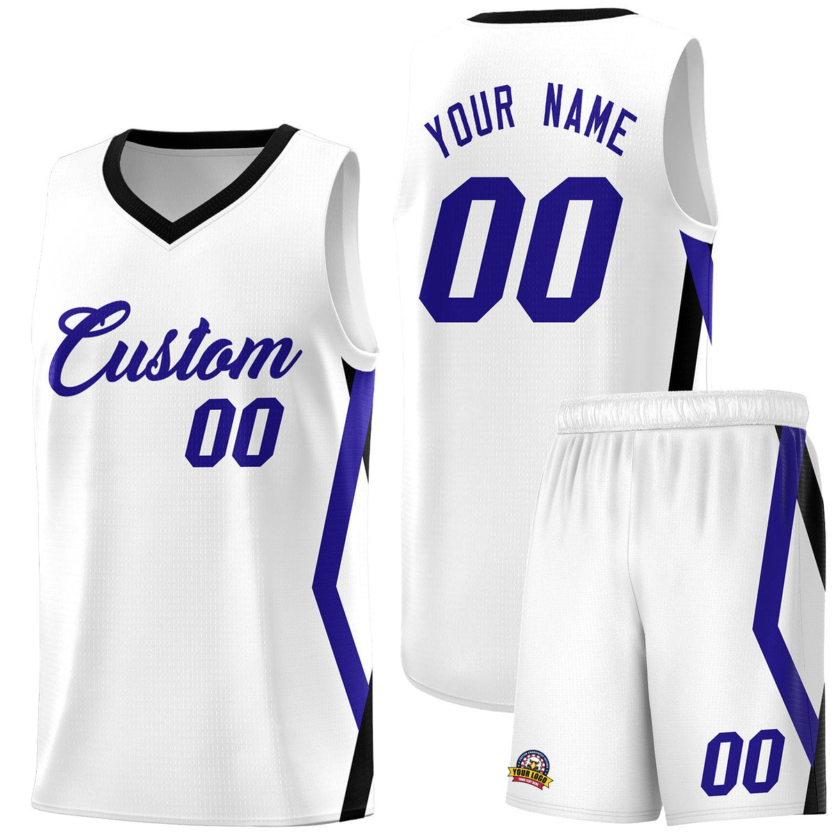 Custom White Side Rhombus Graffiti Pattern Sets Basketball Jersey