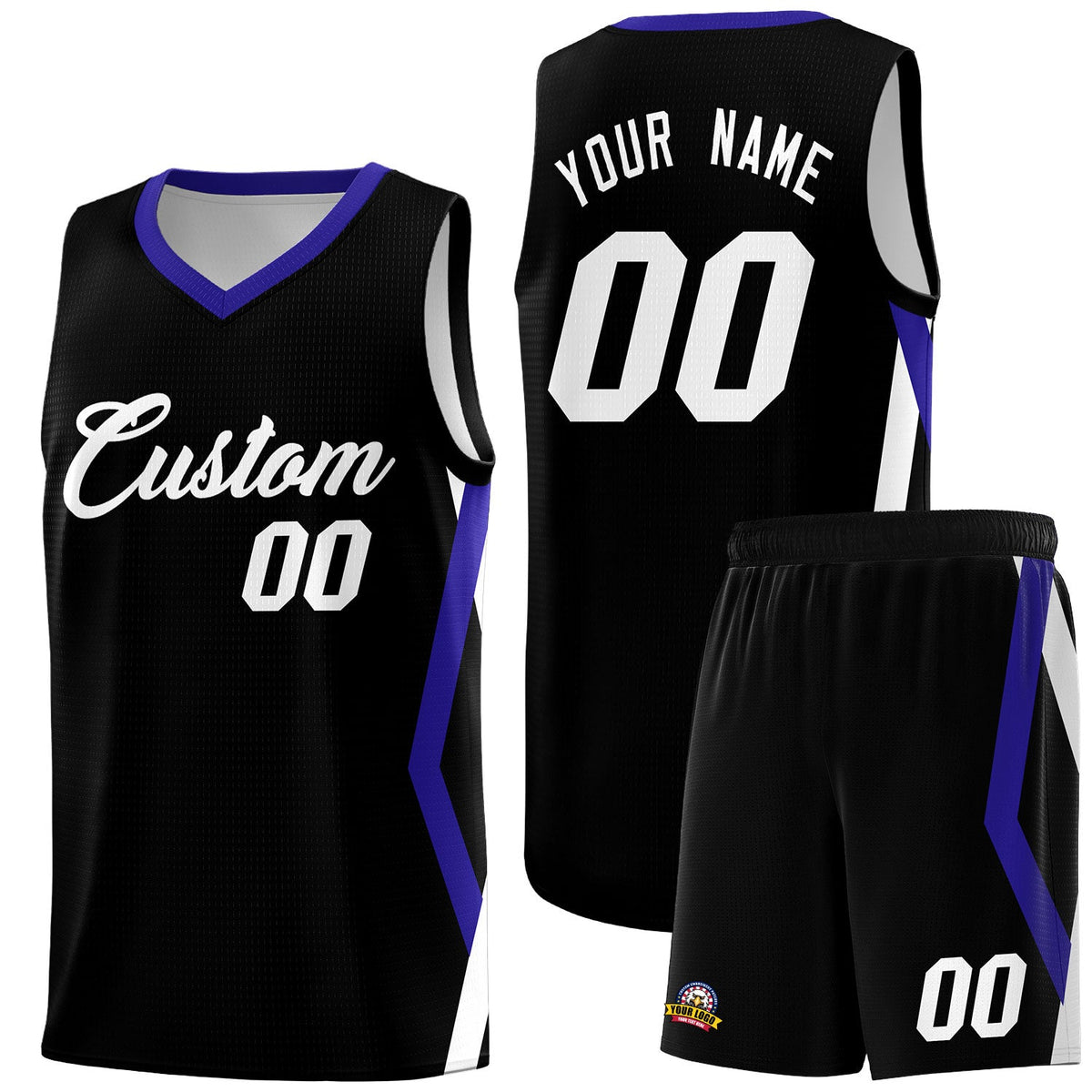 Custom Black Side Rhombus Graffiti Pattern Sets Basketball Jersey
