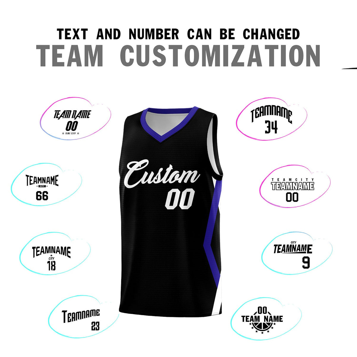 Custom Black Side Rhombus Graffiti Pattern Sets Basketball Jersey