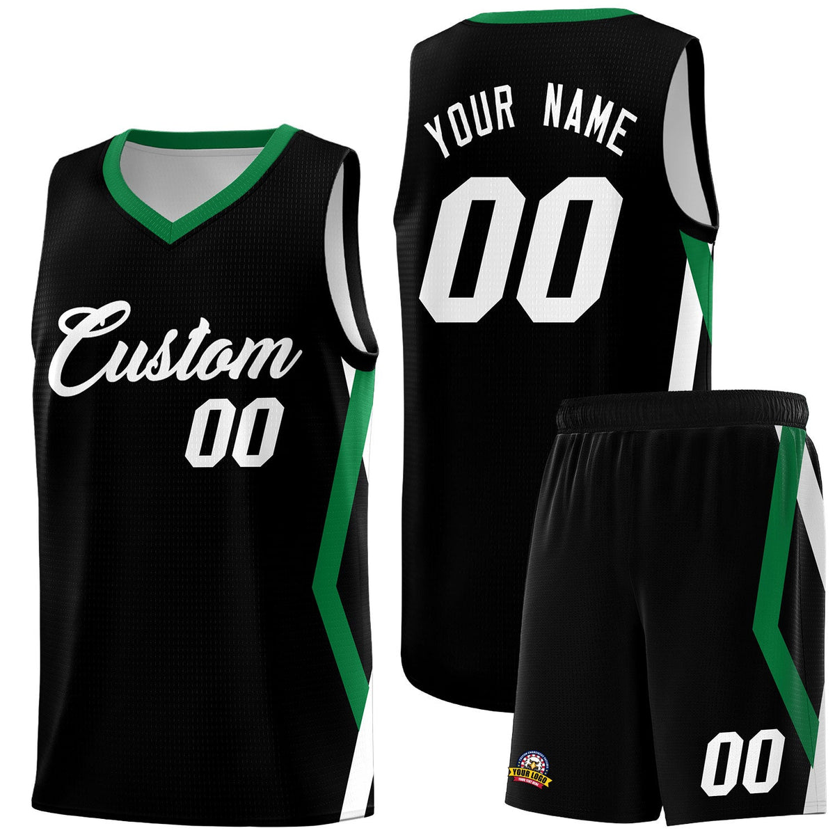 Custom Black Side Rhombus Graffiti Pattern Sets Basketball Jersey