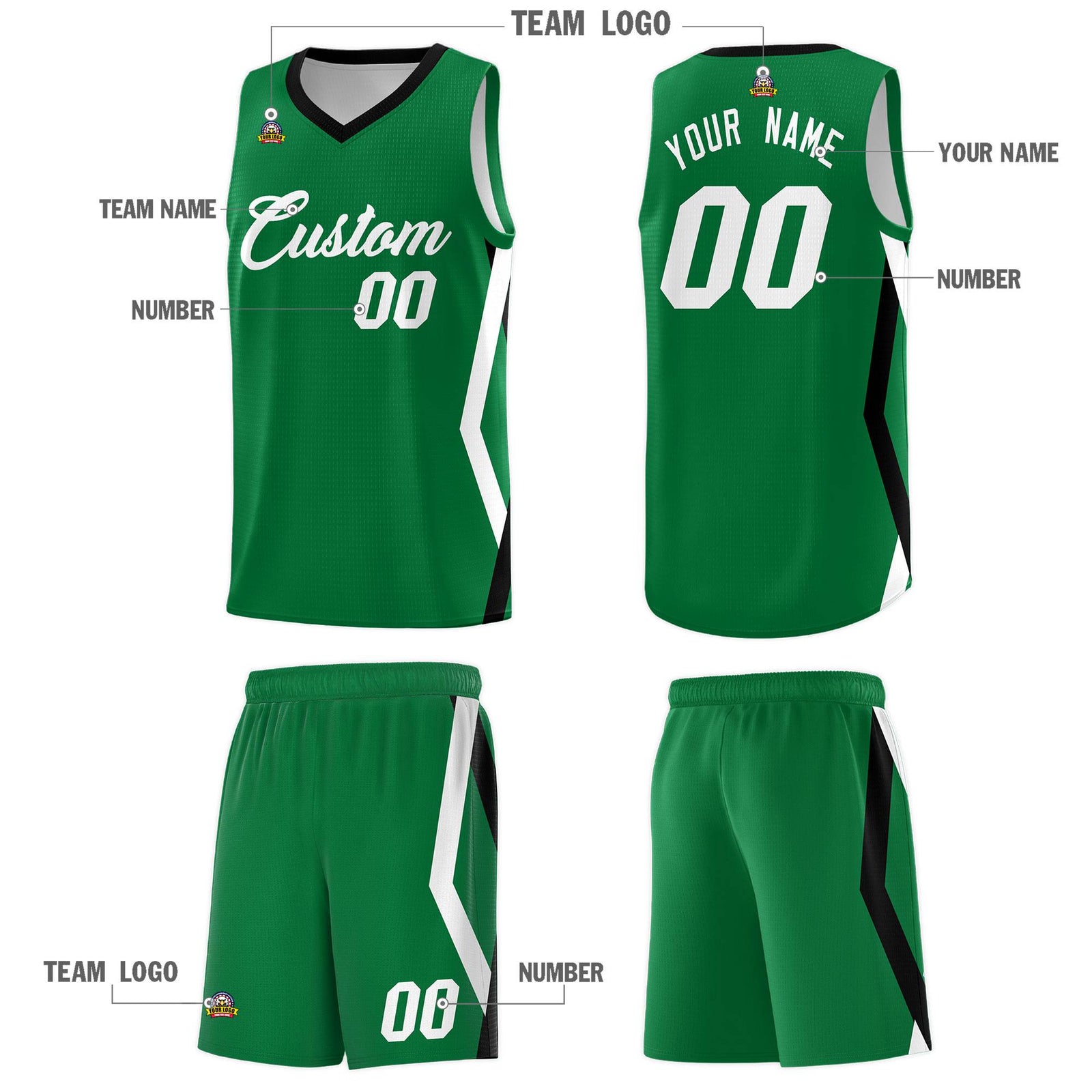 Custom Kelly Green Side Rhombus Graffiti Pattern Sets Basketball Jersey