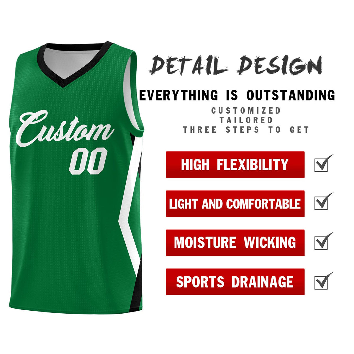 Custom Kelly Green Side Rhombus Graffiti Pattern Sets Basketball Jersey