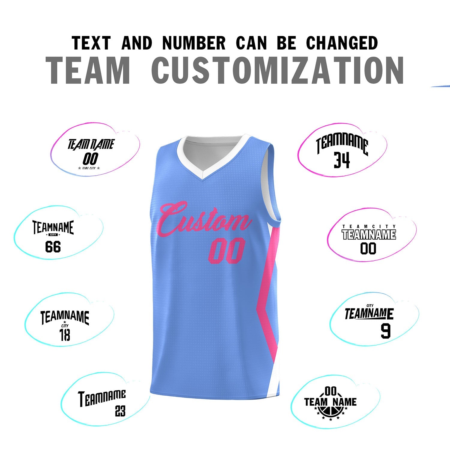 Custom Light Blue Side Rhombus Graffiti Pattern Sets Basketball Jersey