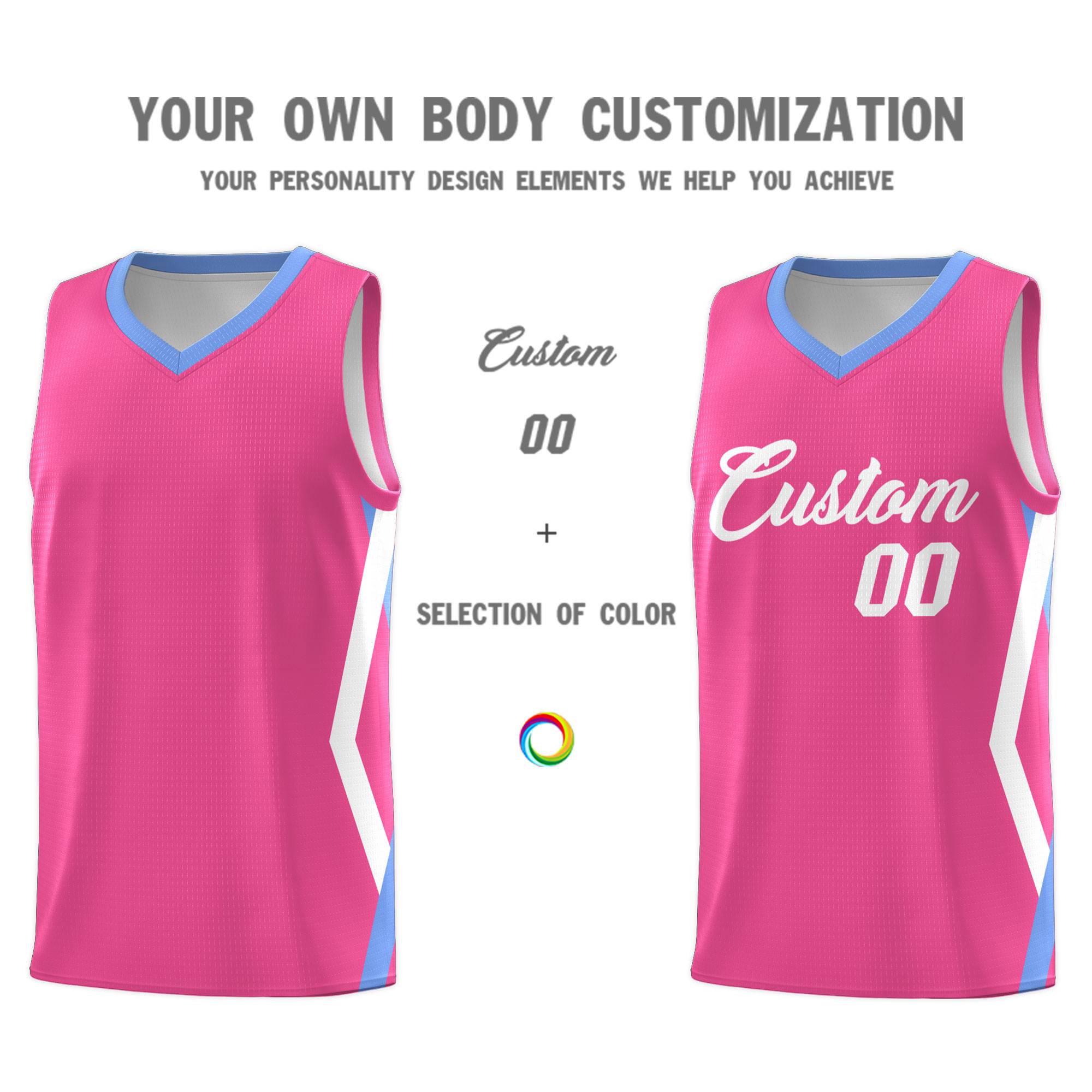 Custom Pink Side Rhombus Graffiti Pattern Sets Basketball Jersey