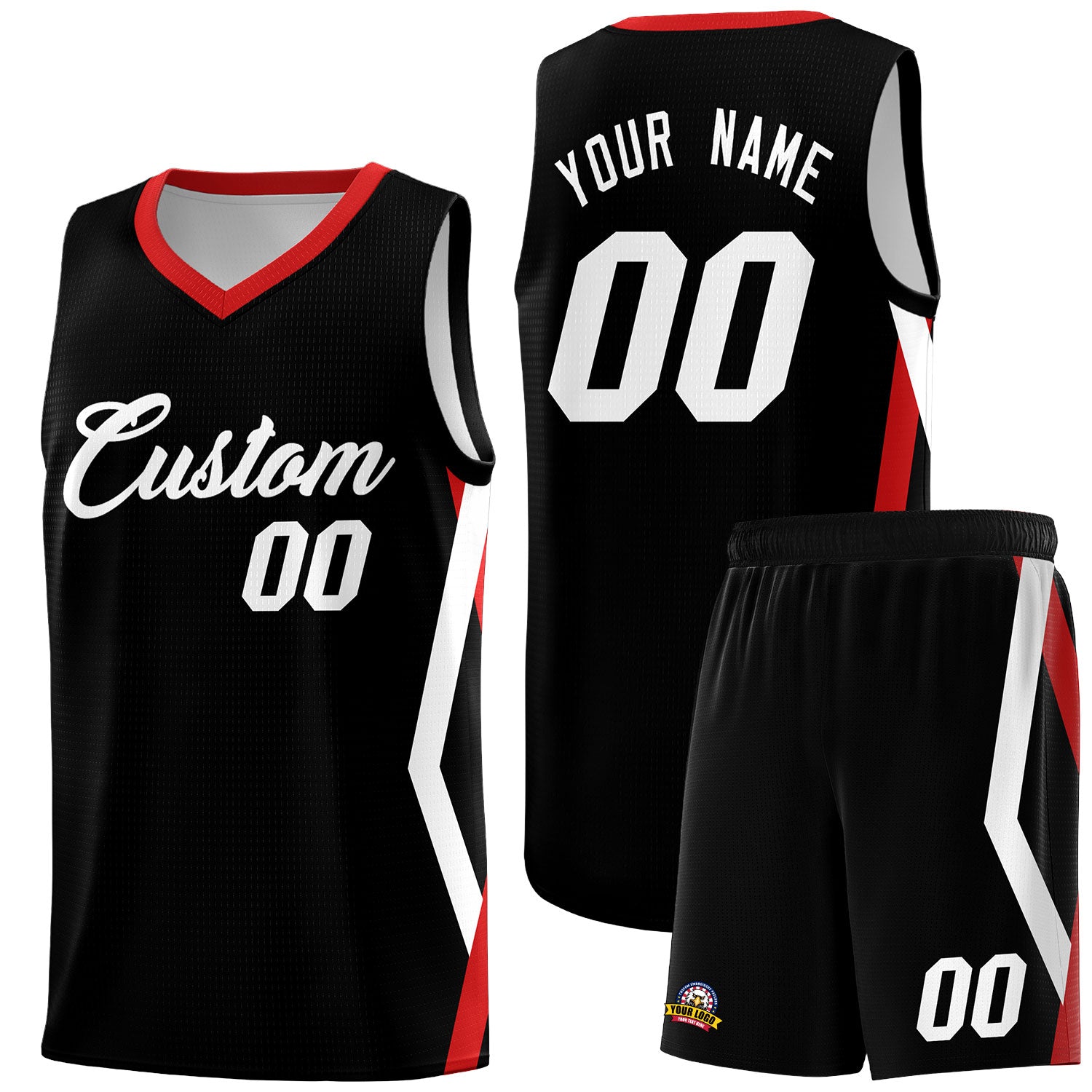 Custom Black Side Rhombus Graffiti Pattern Sets Basketball Jersey
