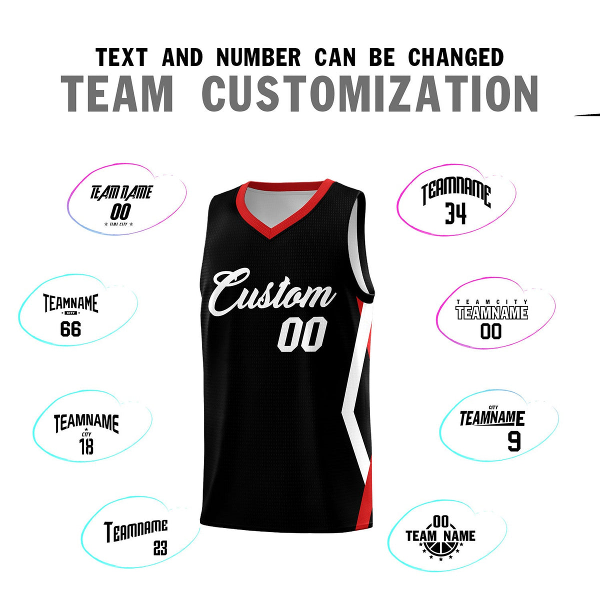 Custom Black Side Rhombus Graffiti Pattern Sets Basketball Jersey