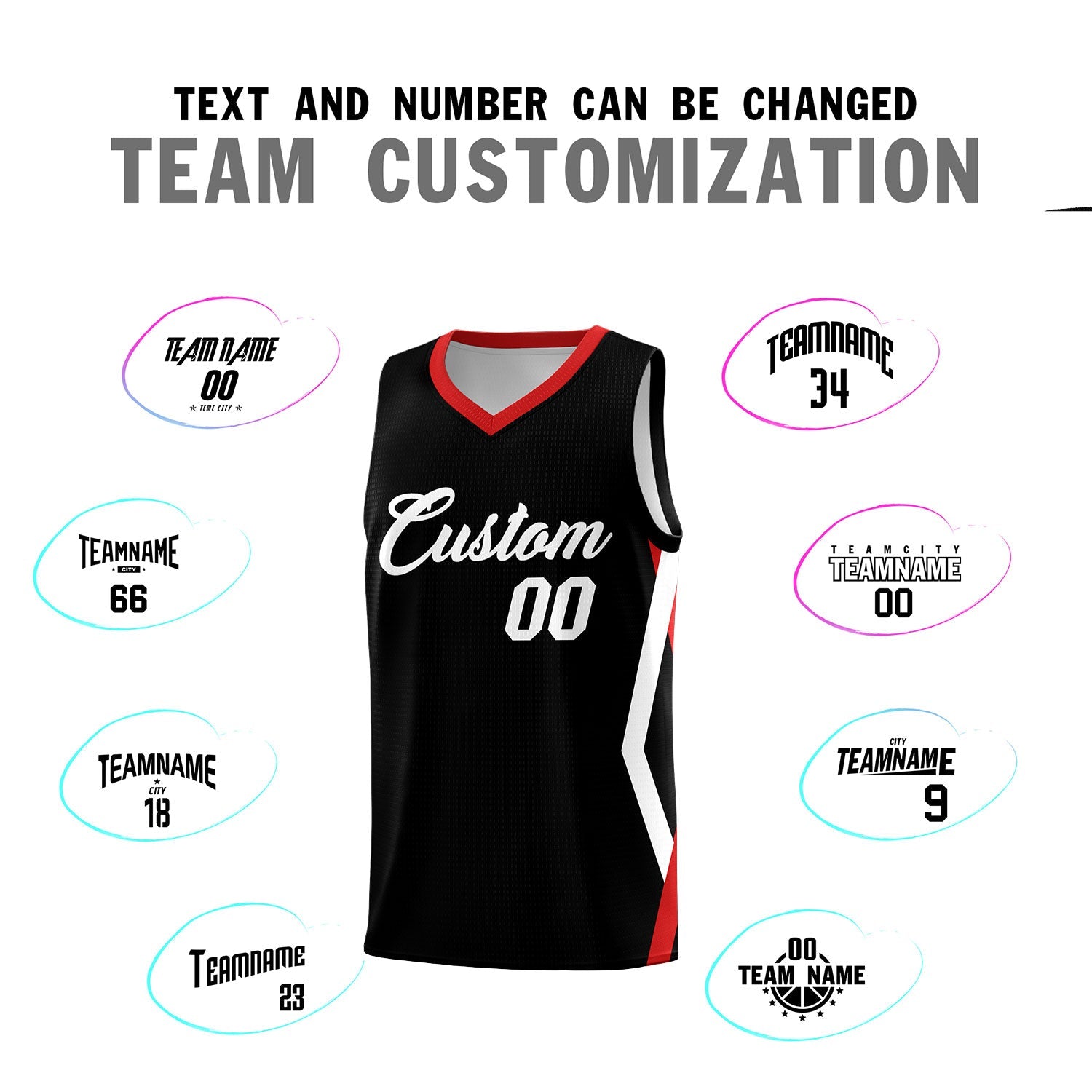 Custom Black Side Rhombus Graffiti Pattern Sets Basketball Jersey