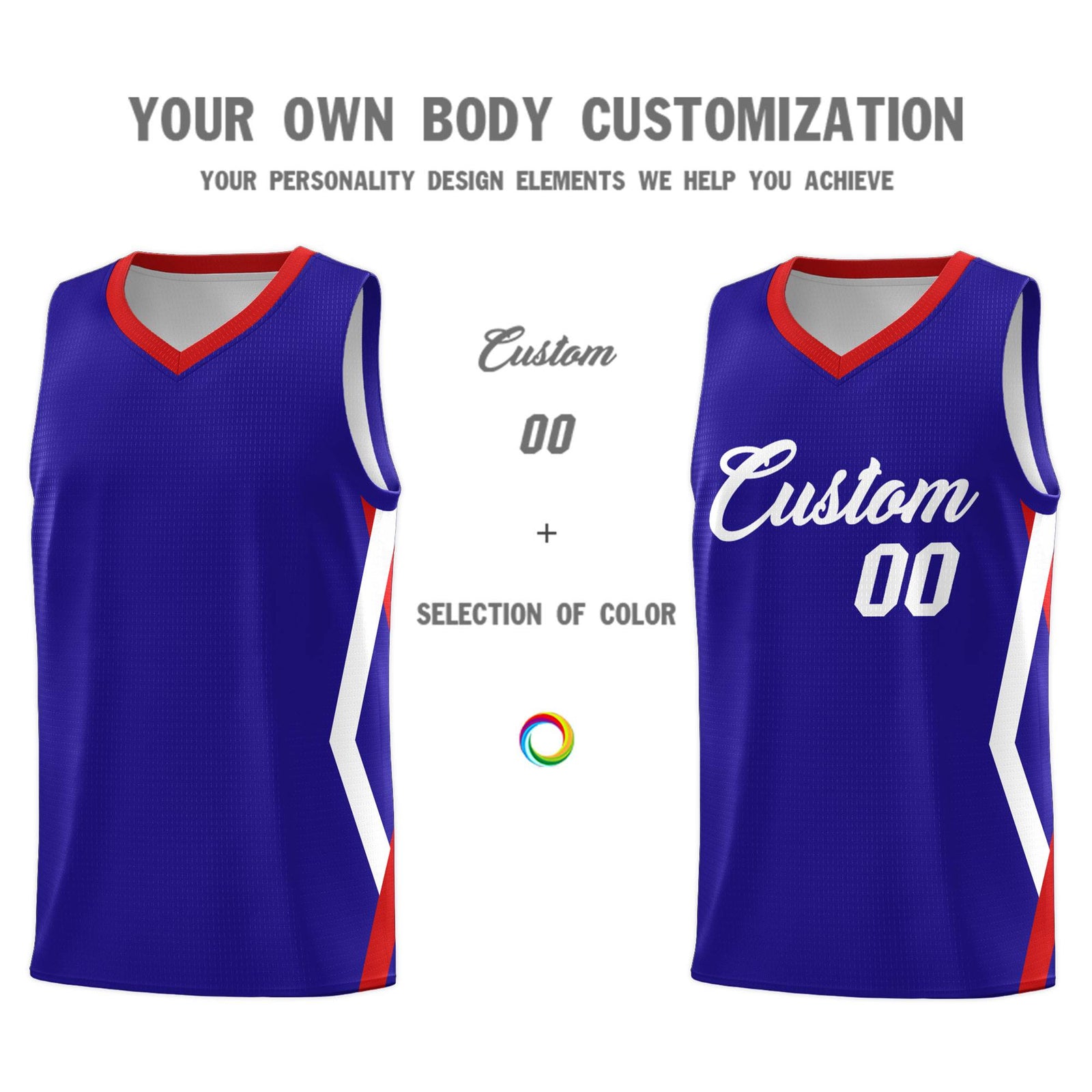 Custom Royal Side Rhombus Graffiti Pattern Sets Basketball Jersey