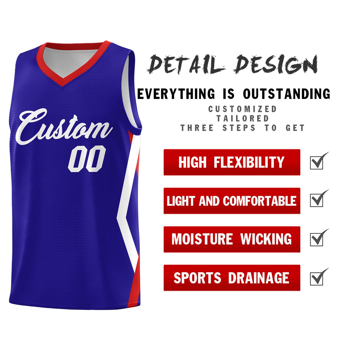 Custom Royal Side Rhombus Graffiti Pattern Sets Basketball Jersey