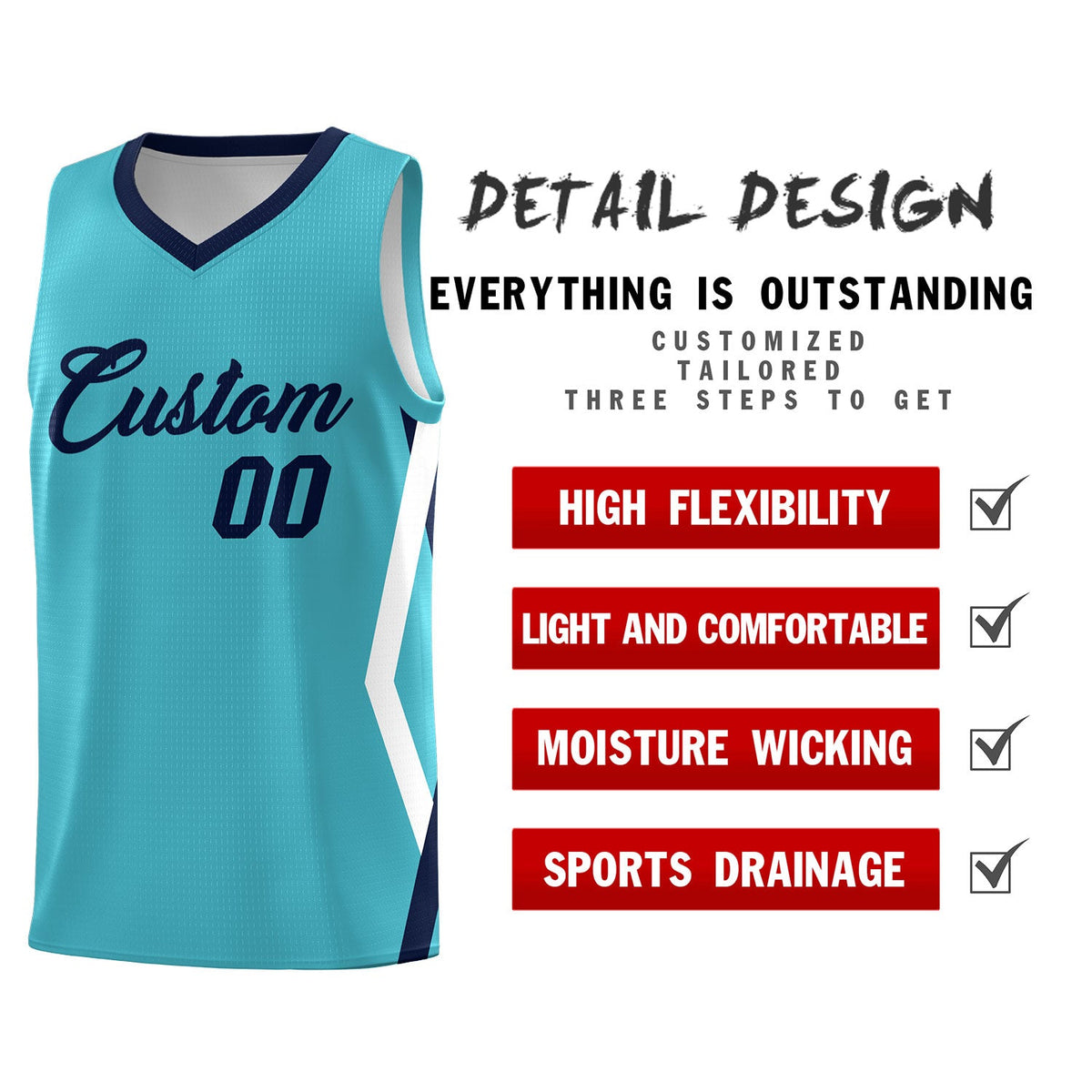 Custom Sky Blue Side Rhombus Graffiti Pattern Sets Basketball Jersey