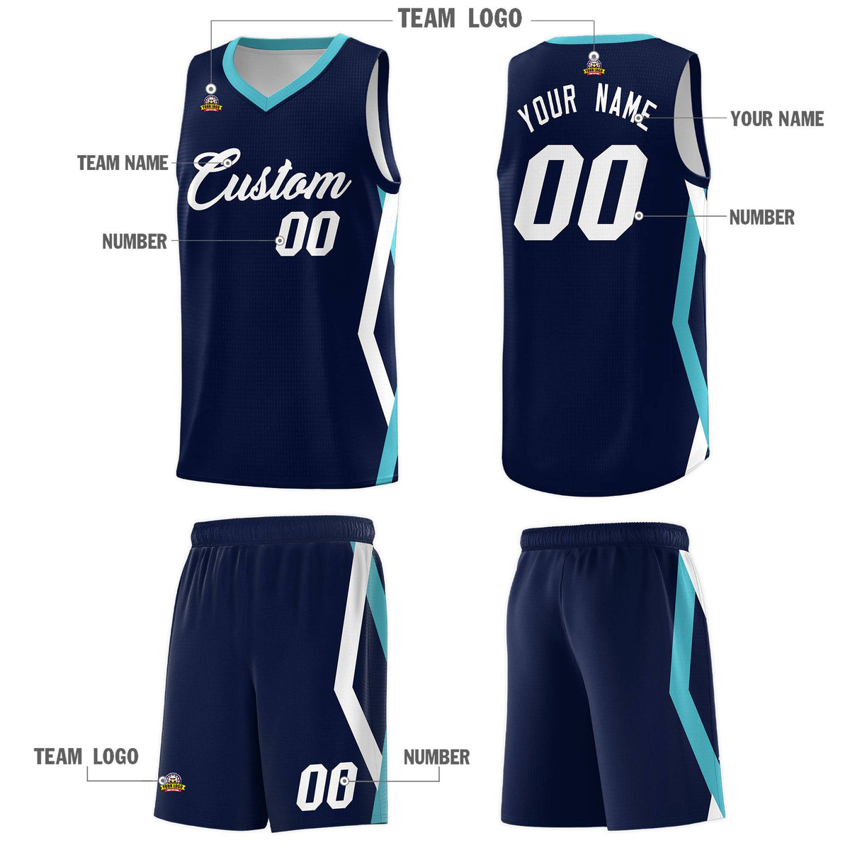 Custom Navy Side Rhombus Graffiti Pattern Sets Basketball Jersey