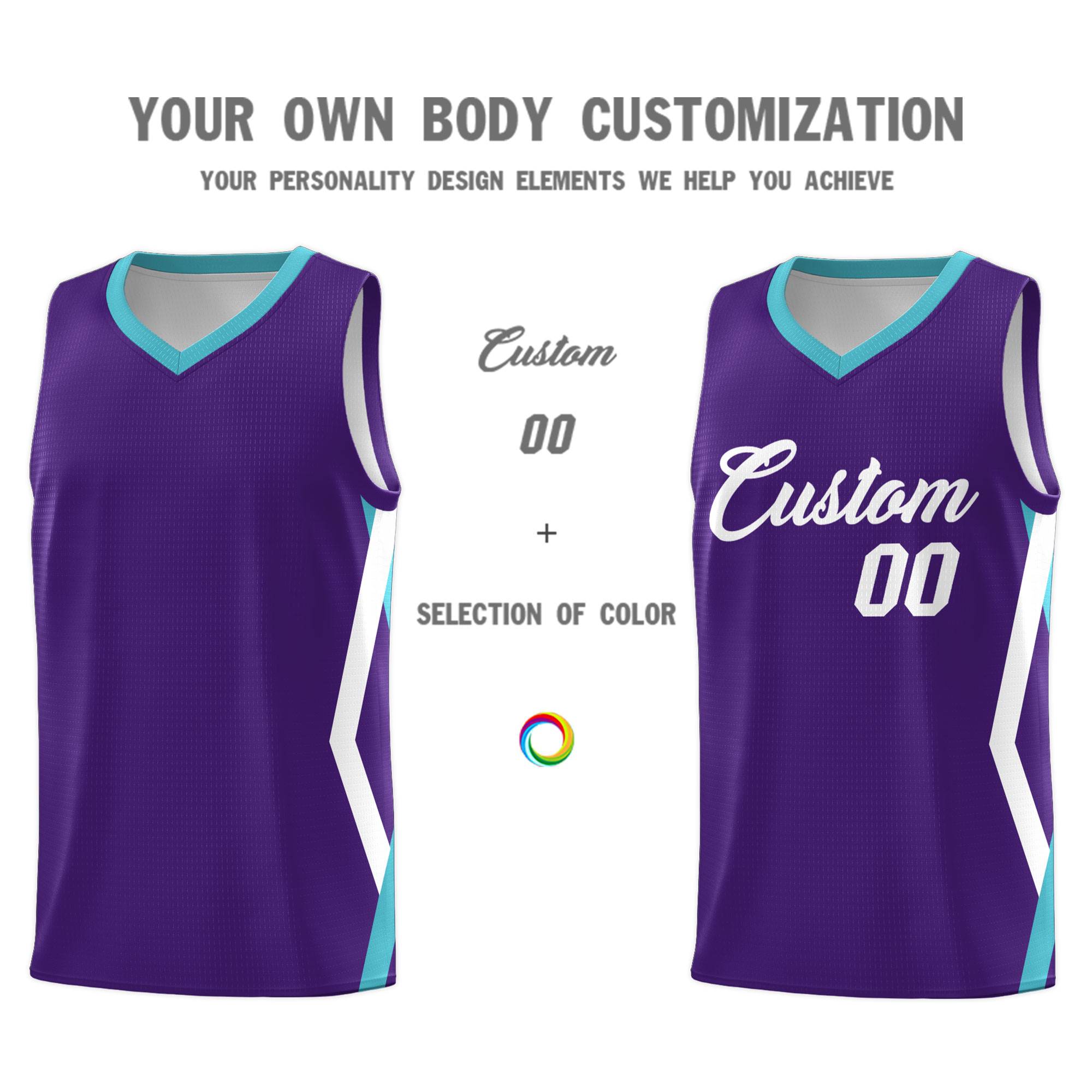 Custom Purple Side Rhombus Graffiti Pattern Sets Basketball Jersey