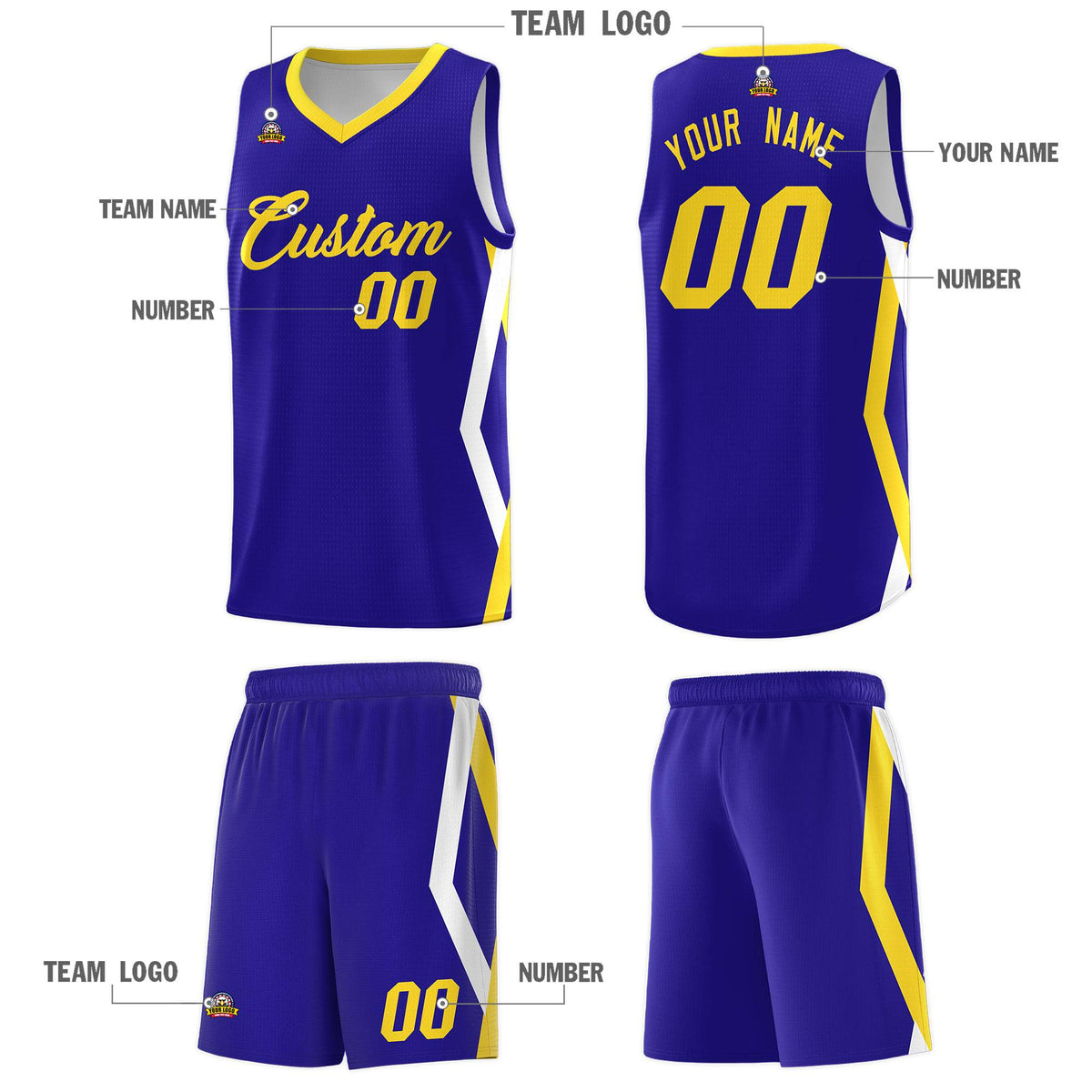 Custom Royal Side Rhombus Graffiti Pattern Sets Basketball Jersey