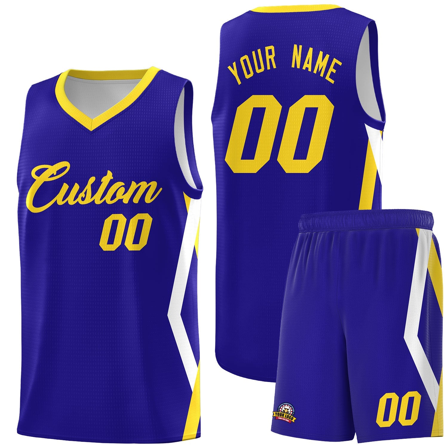 Custom Royal Side Rhombus Graffiti Pattern Sets Basketball Jersey