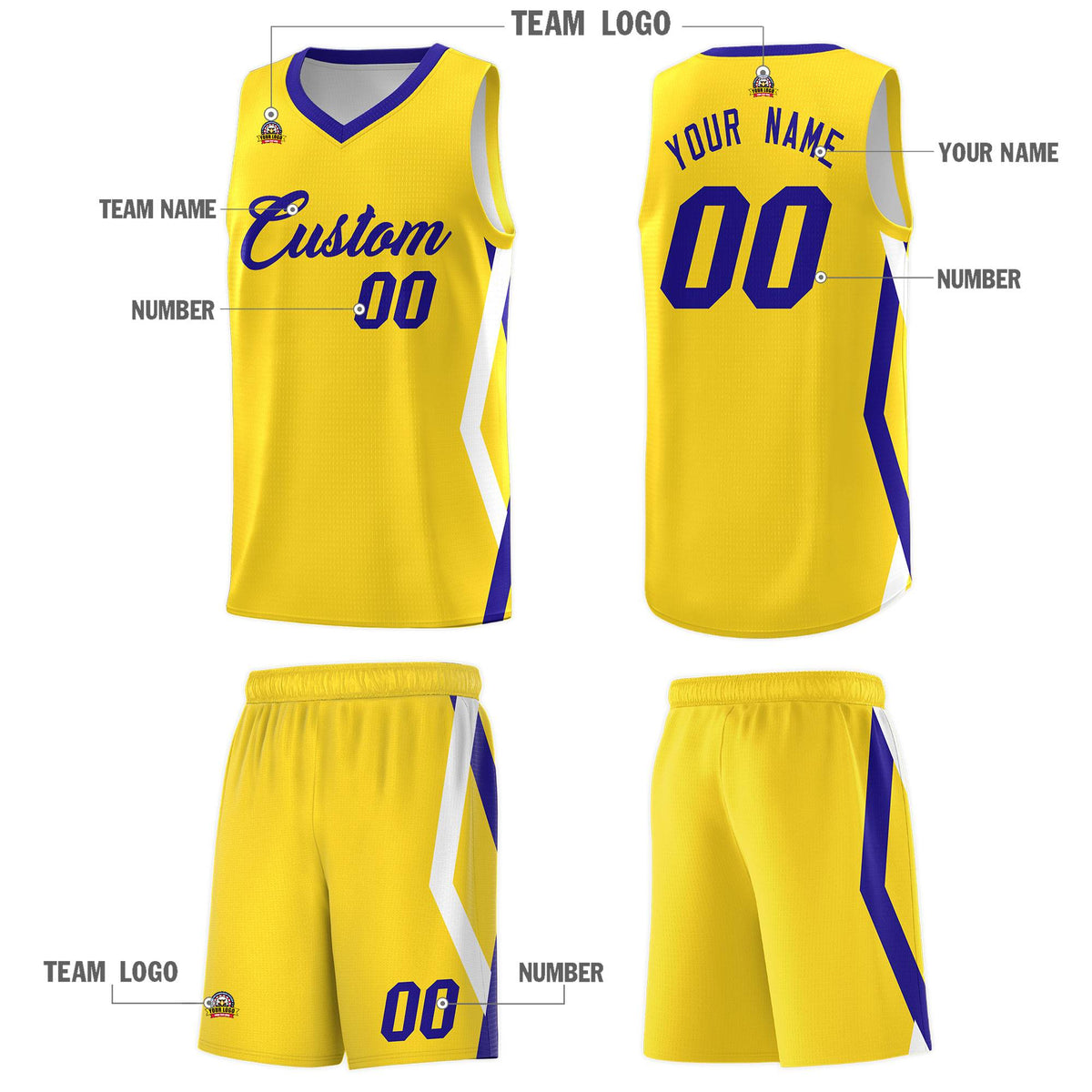 Custom Gold Side Rhombus Graffiti Pattern Sets Basketball Jersey