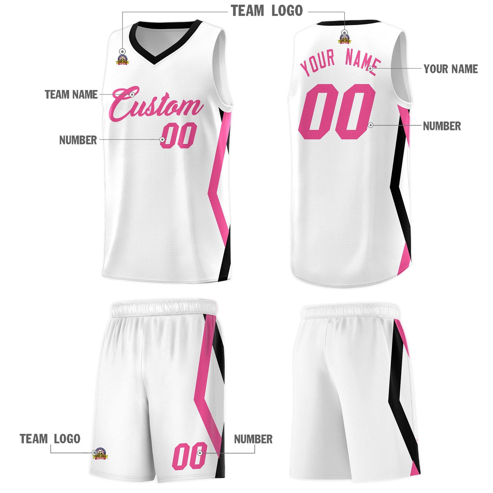 Custom White Side Rhombus Graffiti Pattern Sets Basketball Jersey