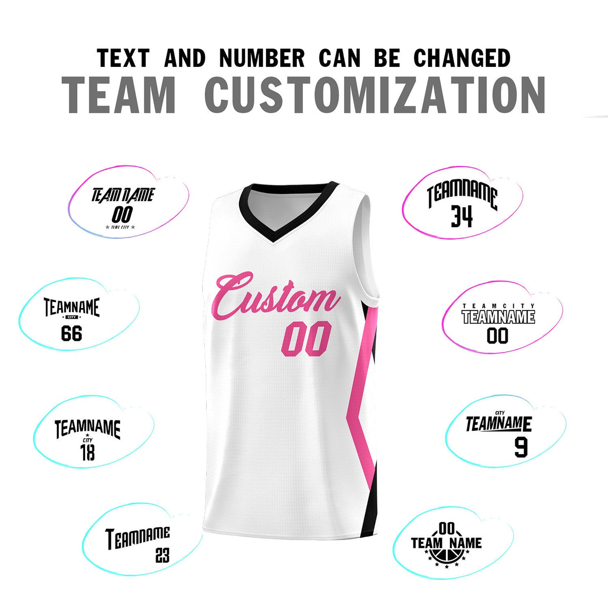 Custom White Side Rhombus Graffiti Pattern Sets Basketball Jersey