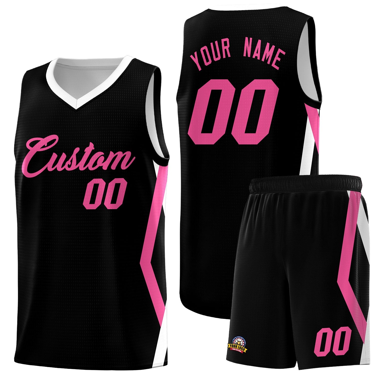 Custom Black Side Rhombus Graffiti Pattern Sets Basketball Jersey