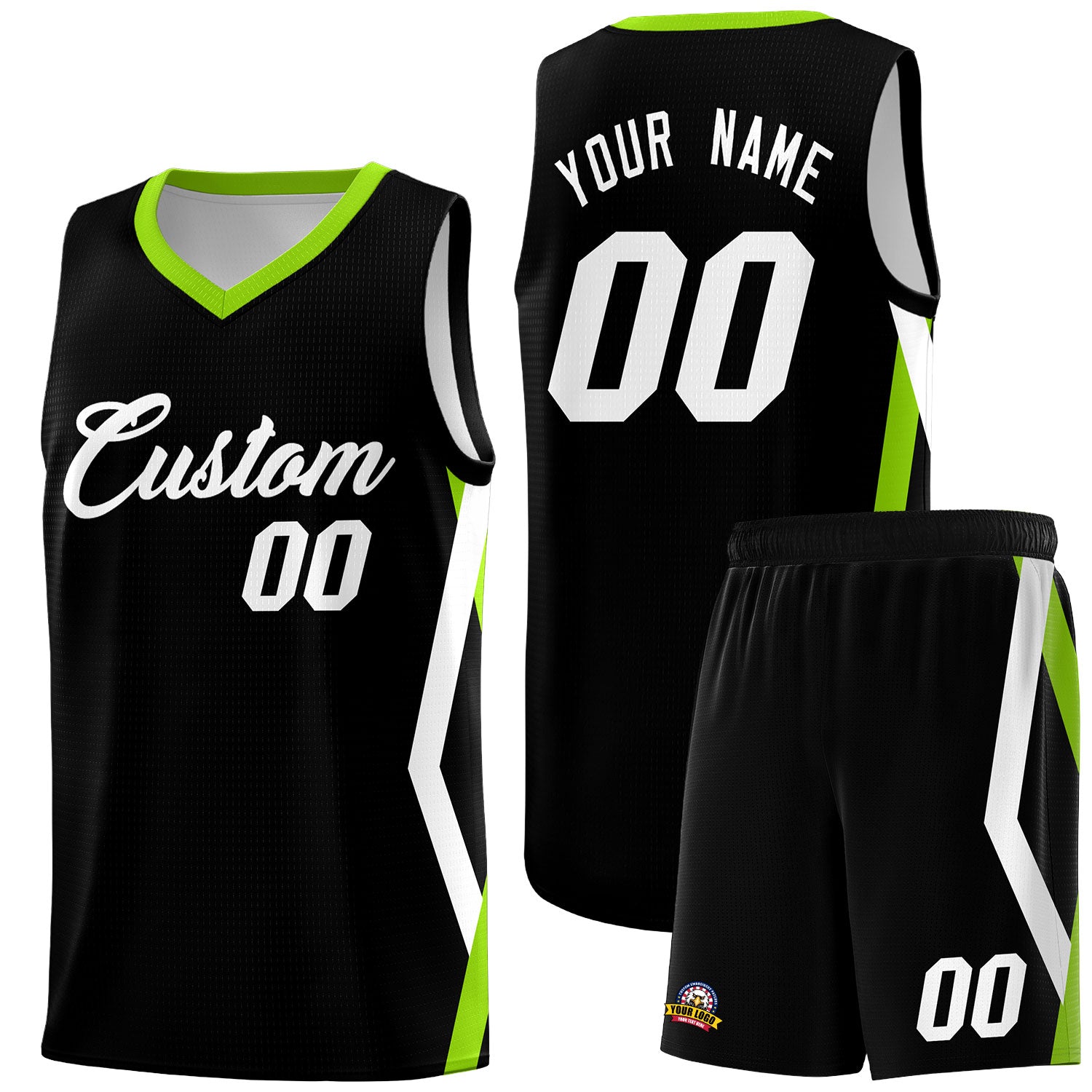 Custom Black Side Rhombus Graffiti Pattern Sets Basketball Jersey