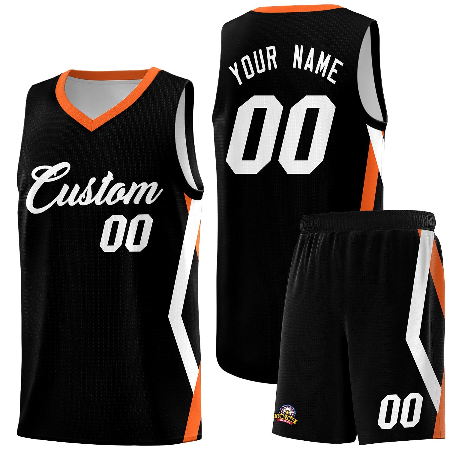 Custom Black Side Rhombus Graffiti Pattern Sets Basketball Jersey
