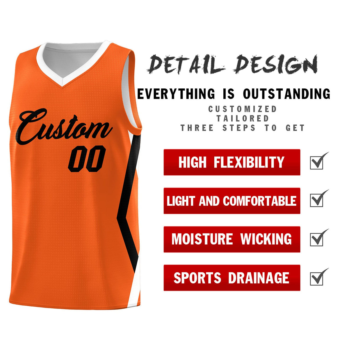 Custom Orange Side Rhombus Graffiti Pattern Sets Basketball Jersey