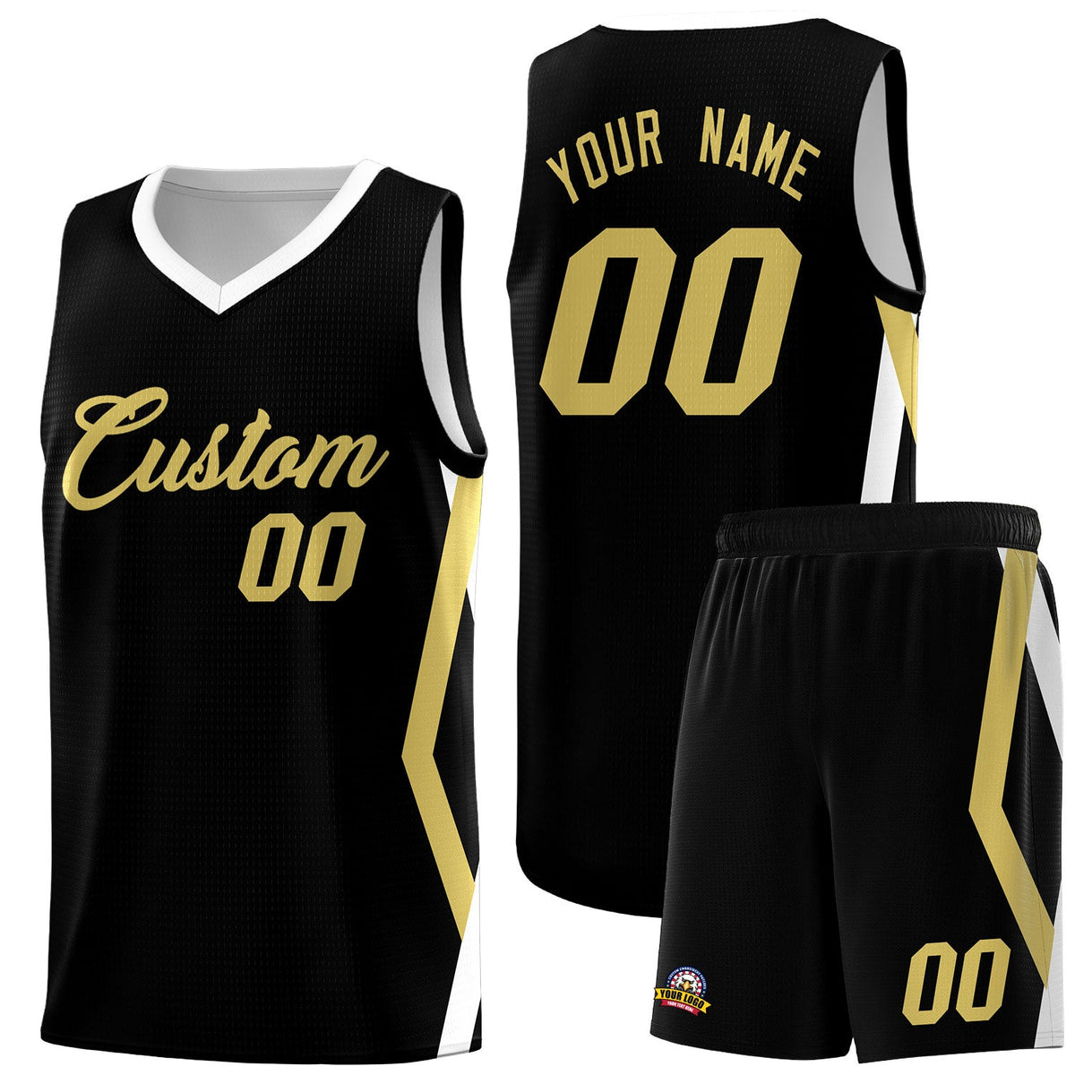 Custom Black Side Rhombus Graffiti Pattern Sets Basketball Jersey