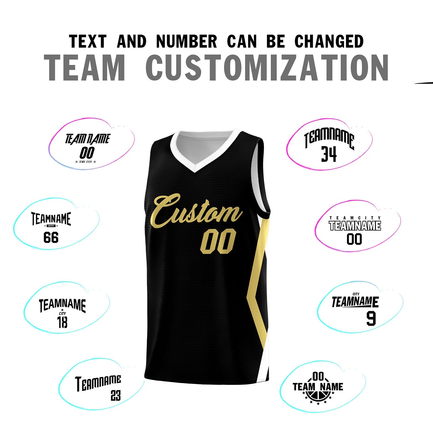 Custom Black Side Rhombus Graffiti Pattern Sets Basketball Jersey
