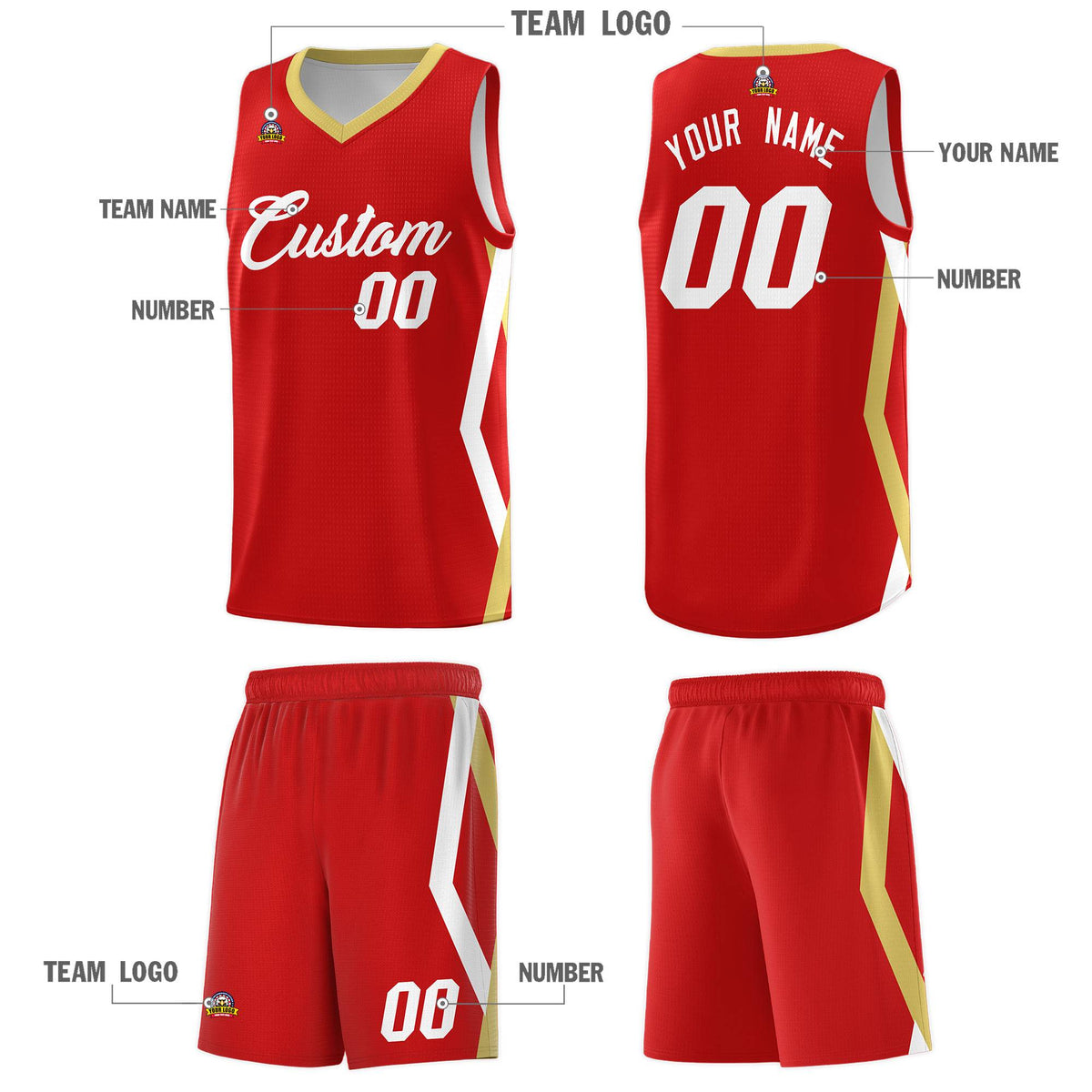 Custom Red Side Rhombus Graffiti Pattern Sets Basketball Jersey
