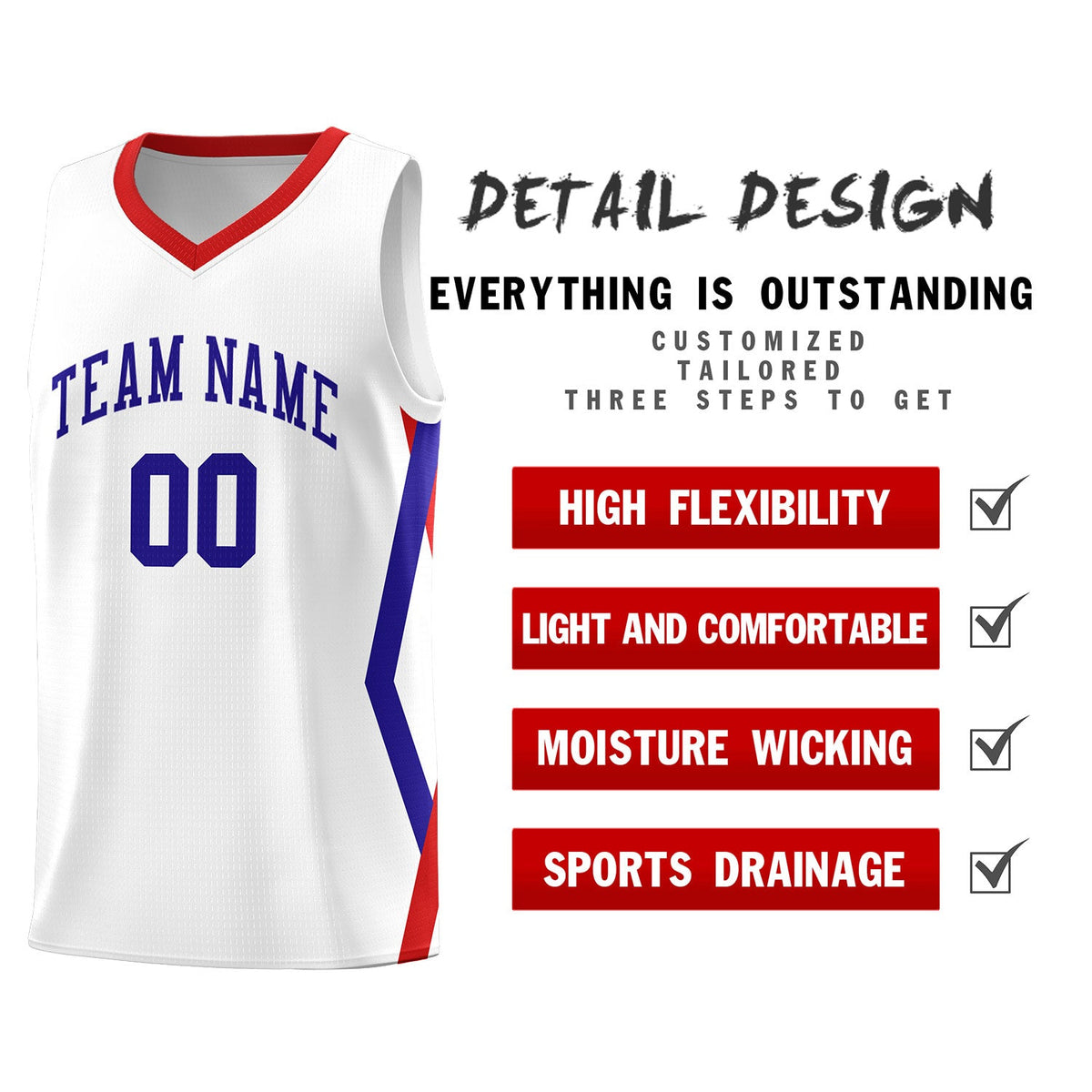 Custom White Side Rhombus Graffiti Pattern Sets Basketball Jersey