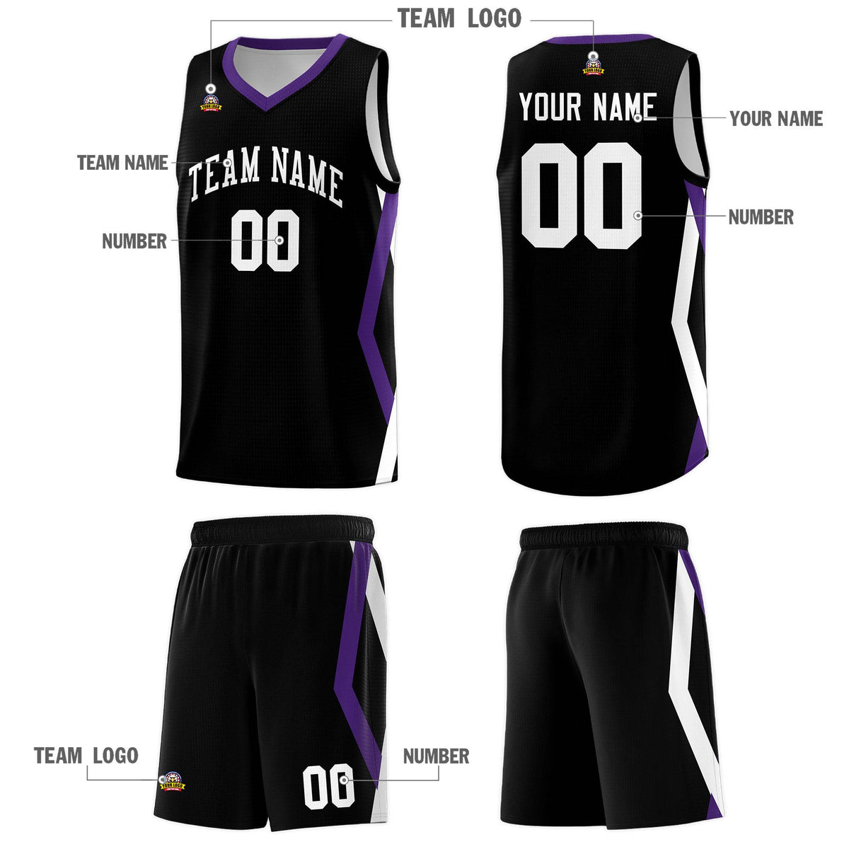 Custom Black Side Rhombus Graffiti Pattern Sets Basketball Jersey