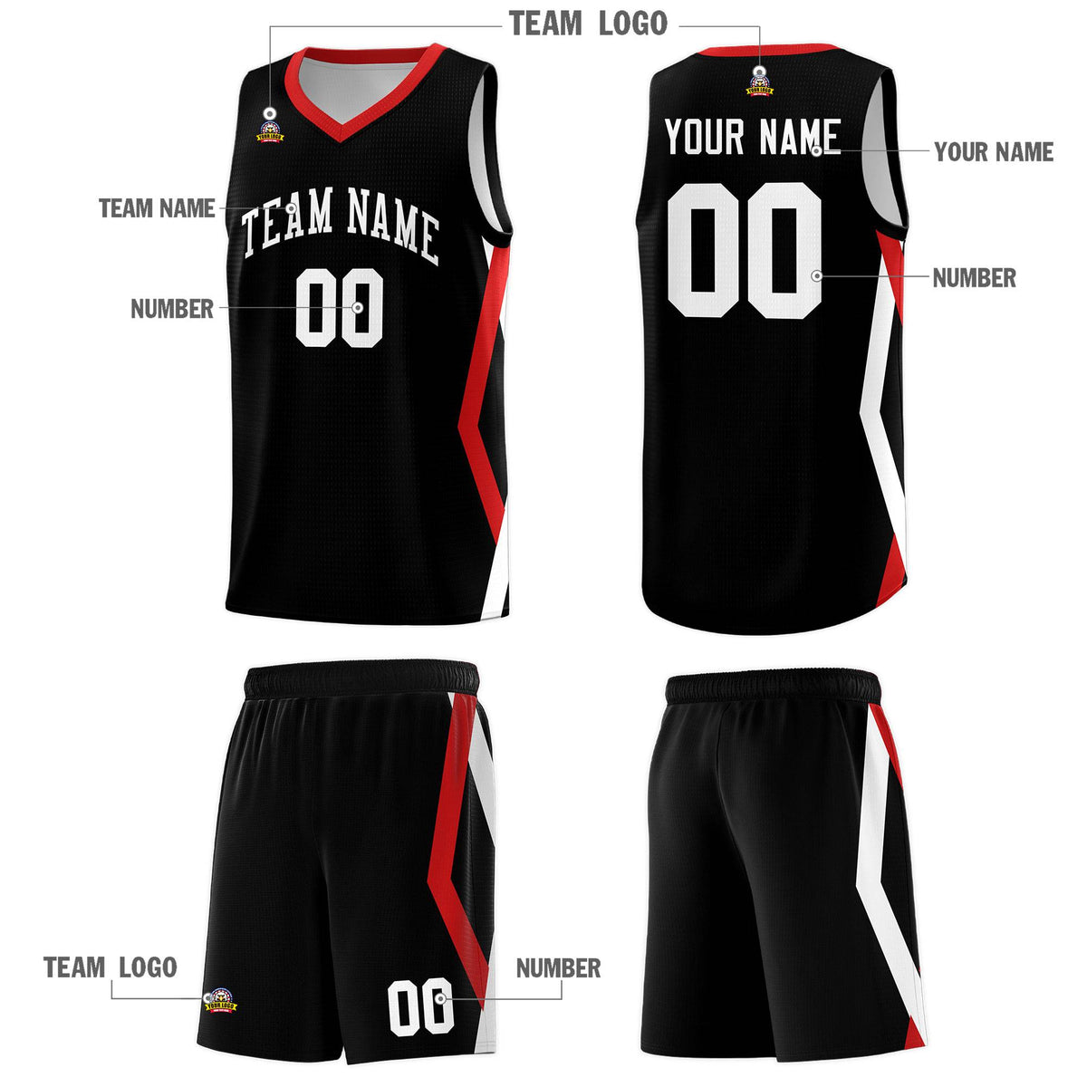 Custom Black Side Rhombus Graffiti Pattern Sets Basketball Jersey