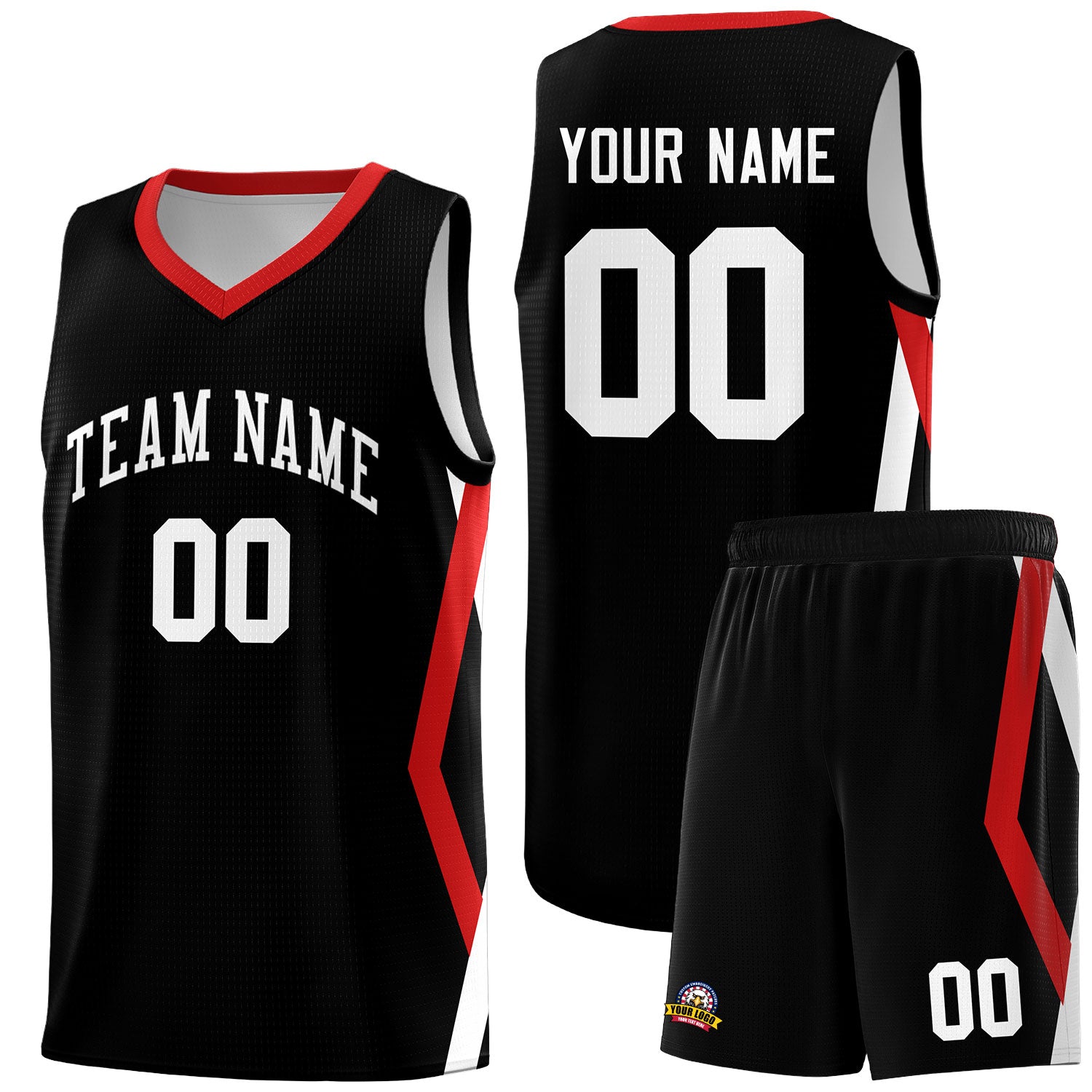 Custom Black Side Rhombus Graffiti Pattern Sets Basketball Jersey