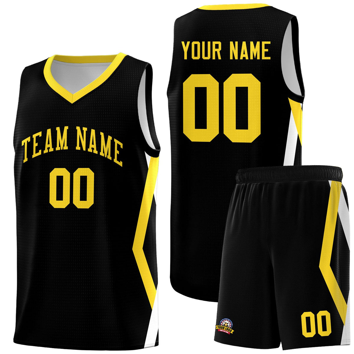 Custom Black Side Rhombus Graffiti Pattern Sets Basketball Jersey