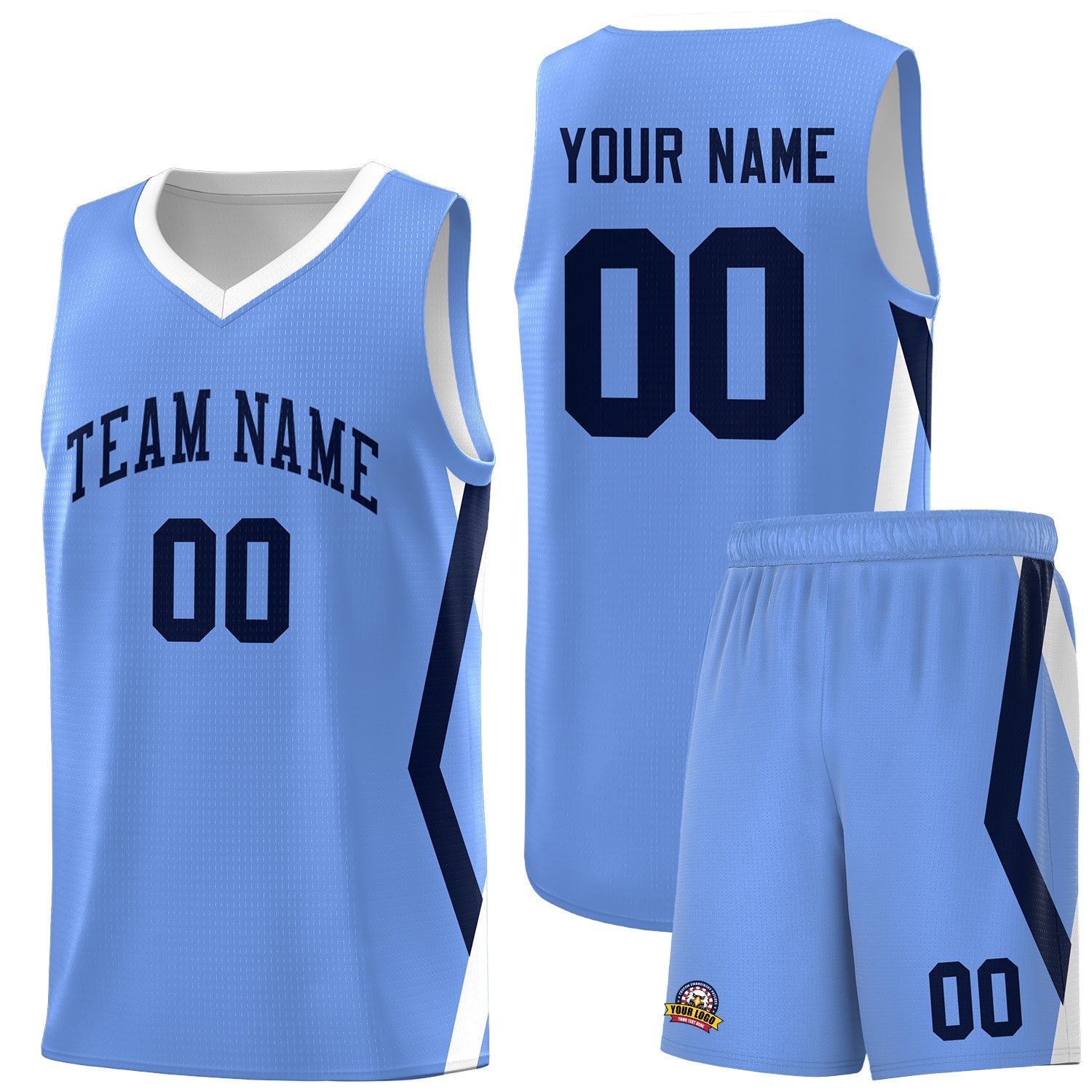 Custom Light Blue Side Rhombus Graffiti Pattern Sets Basketball Jersey