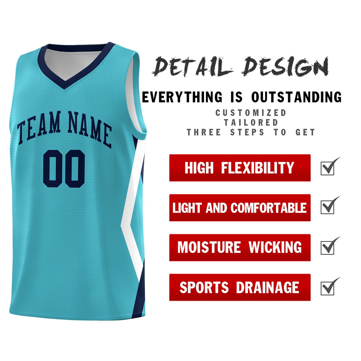 Custom Sky Blue Side Rhombus Graffiti Pattern Sets Basketball Jersey