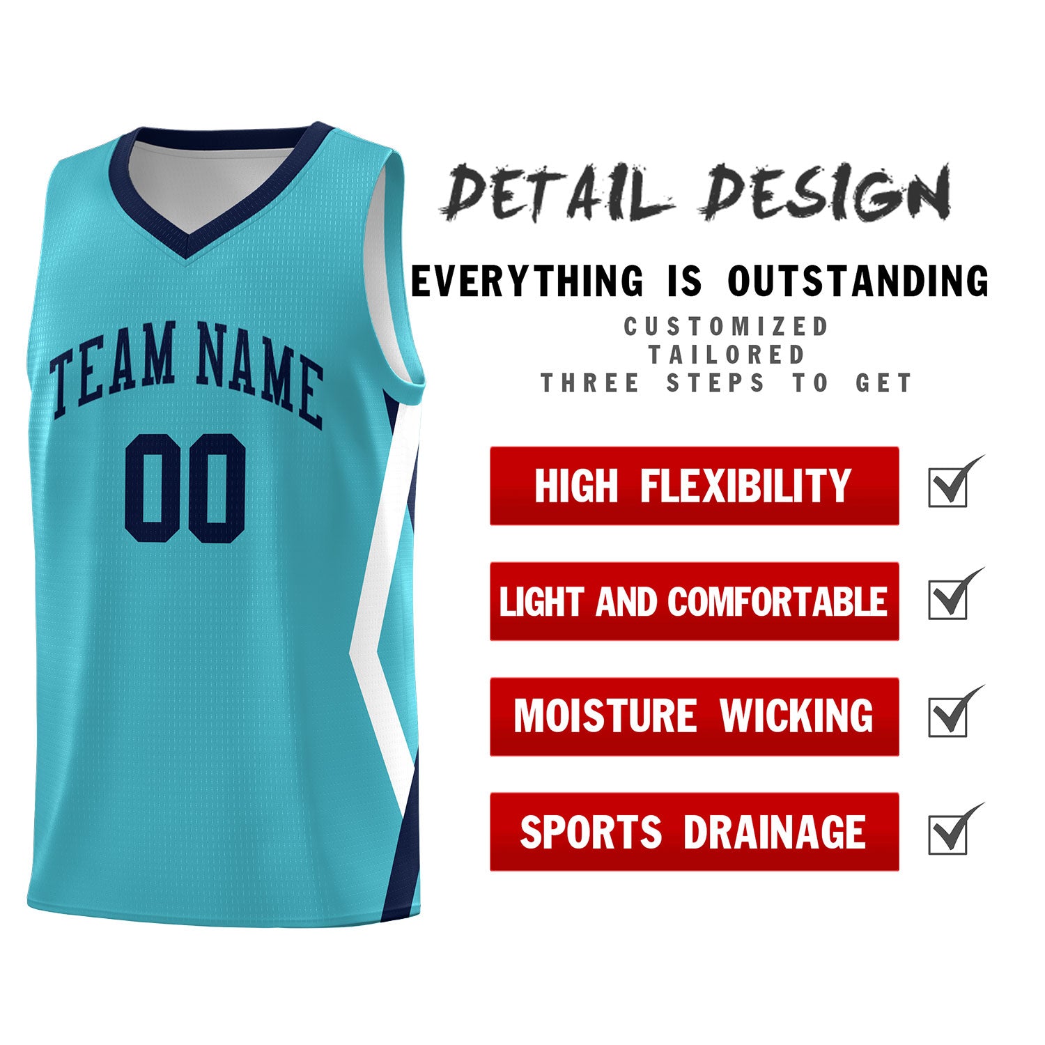 Custom Sky Blue Side Rhombus Graffiti Pattern Sets Basketball Jersey