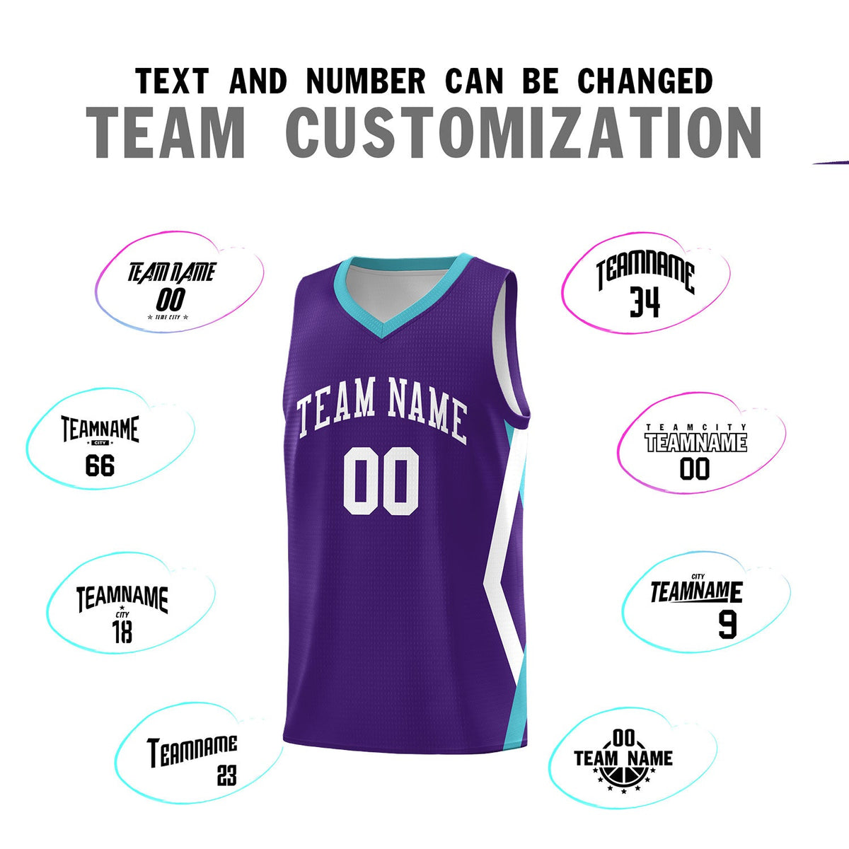 Custom Purple Side Rhombus Graffiti Pattern Sets Basketball Jersey