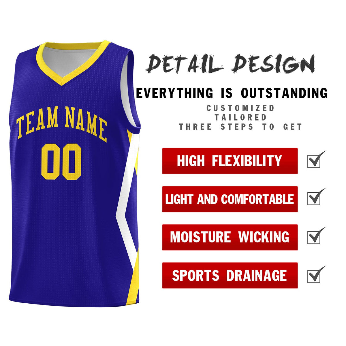 Custom Royal Side Rhombus Graffiti Pattern Sets Basketball Jersey