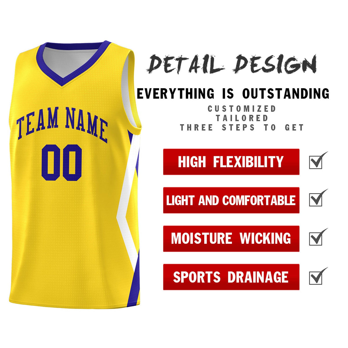Custom Gold Side Rhombus Graffiti Pattern Sets Basketball Jersey