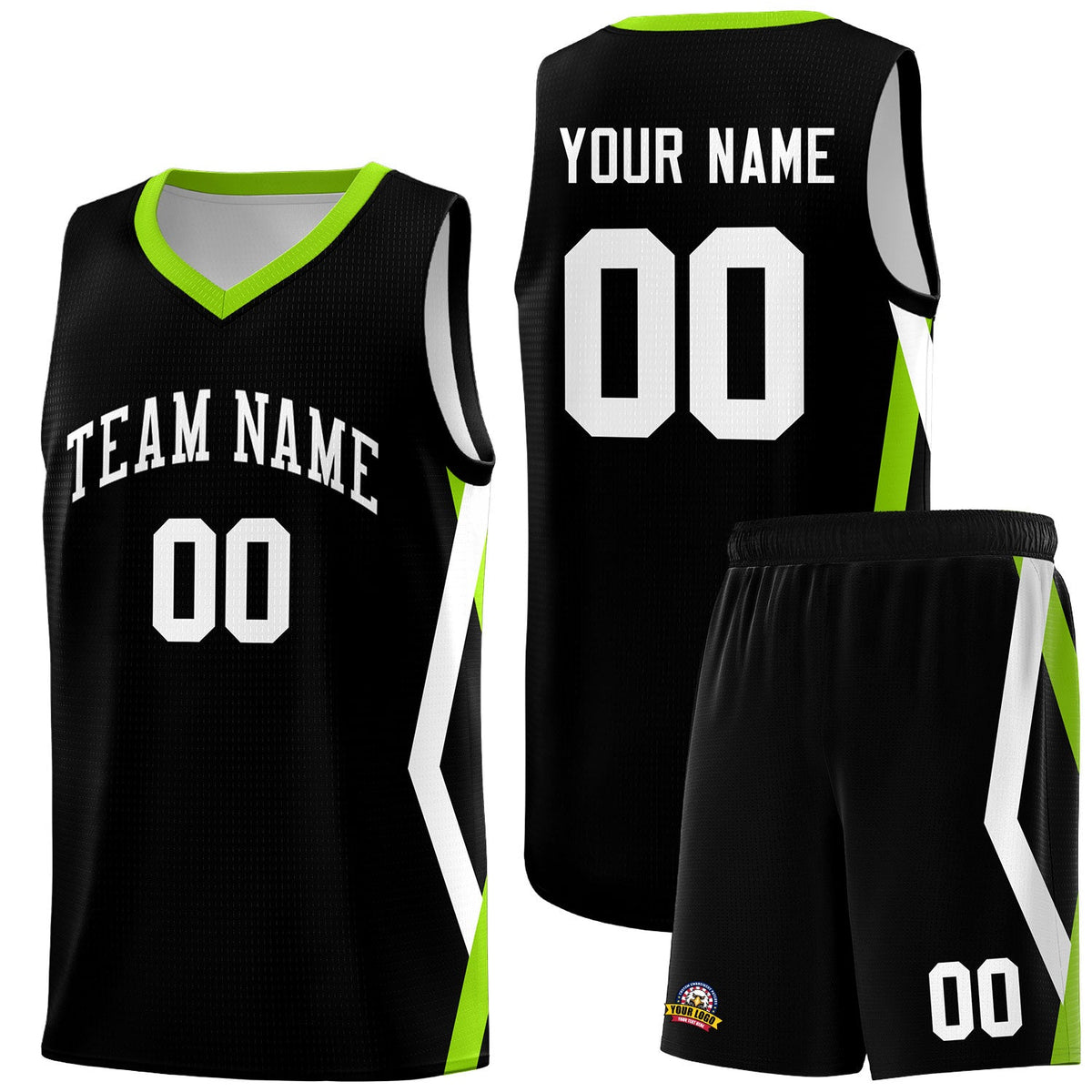Custom Black Side Rhombus Graffiti Pattern Sets Basketball Jersey