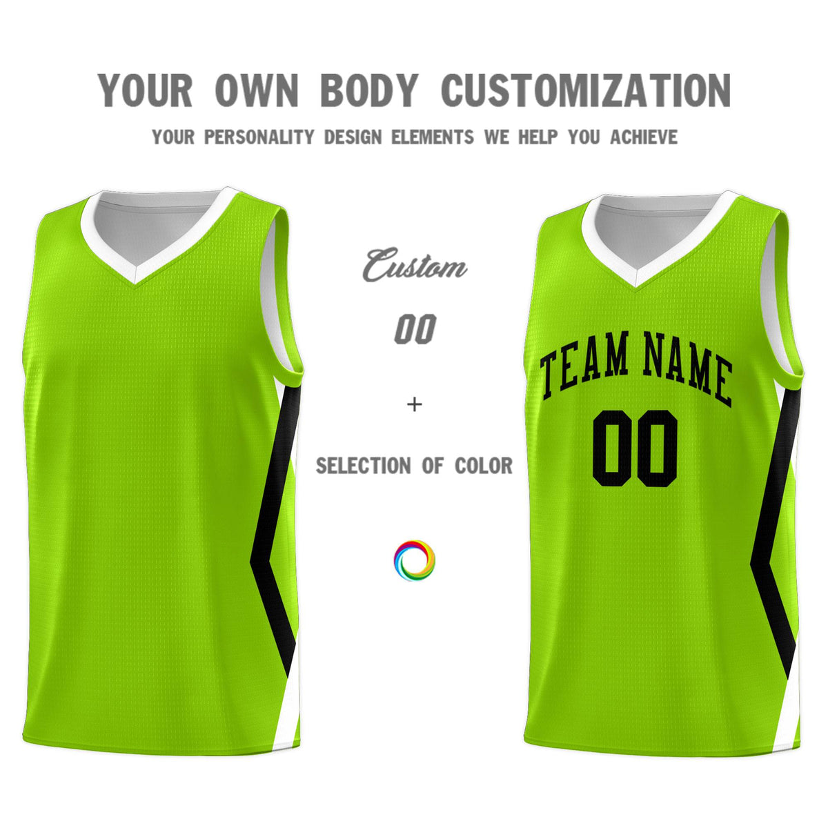 Custom Neon Green Side Rhombus Graffiti Pattern Sets Basketball Jersey