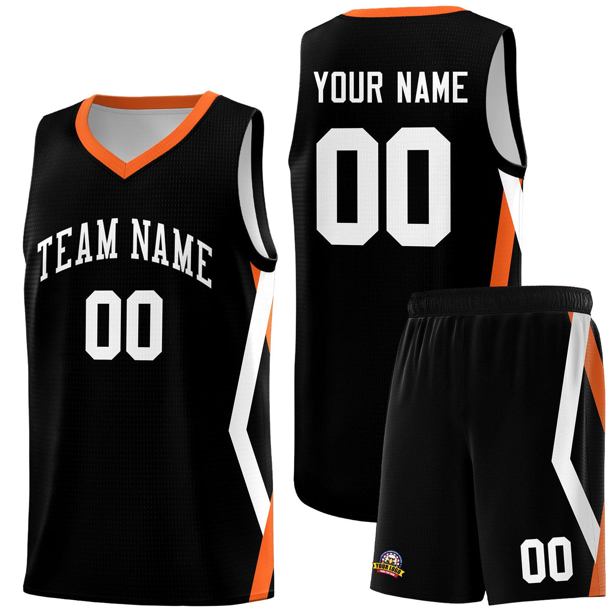Custom Black Side Rhombus Graffiti Pattern Sets Basketball Jersey