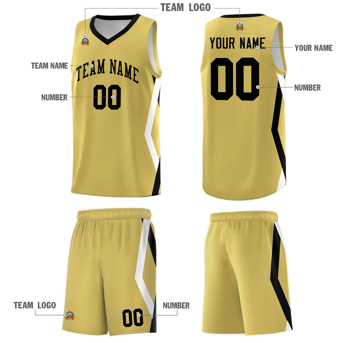 Custom Old Gold Side Rhombus Graffiti Pattern Sets Basketball Jersey