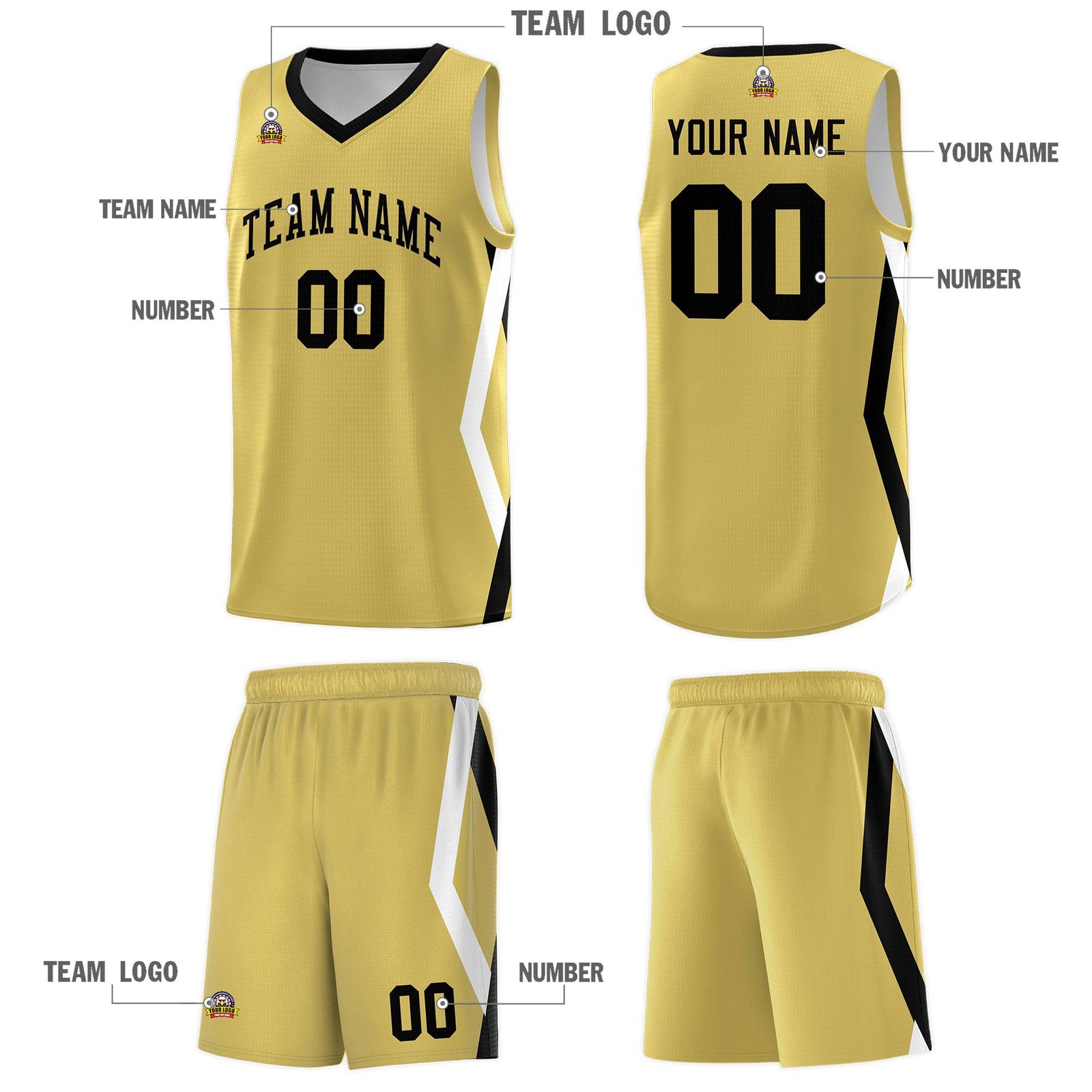 Custom Old Gold Side Rhombus Graffiti Pattern Sets Basketball Jersey