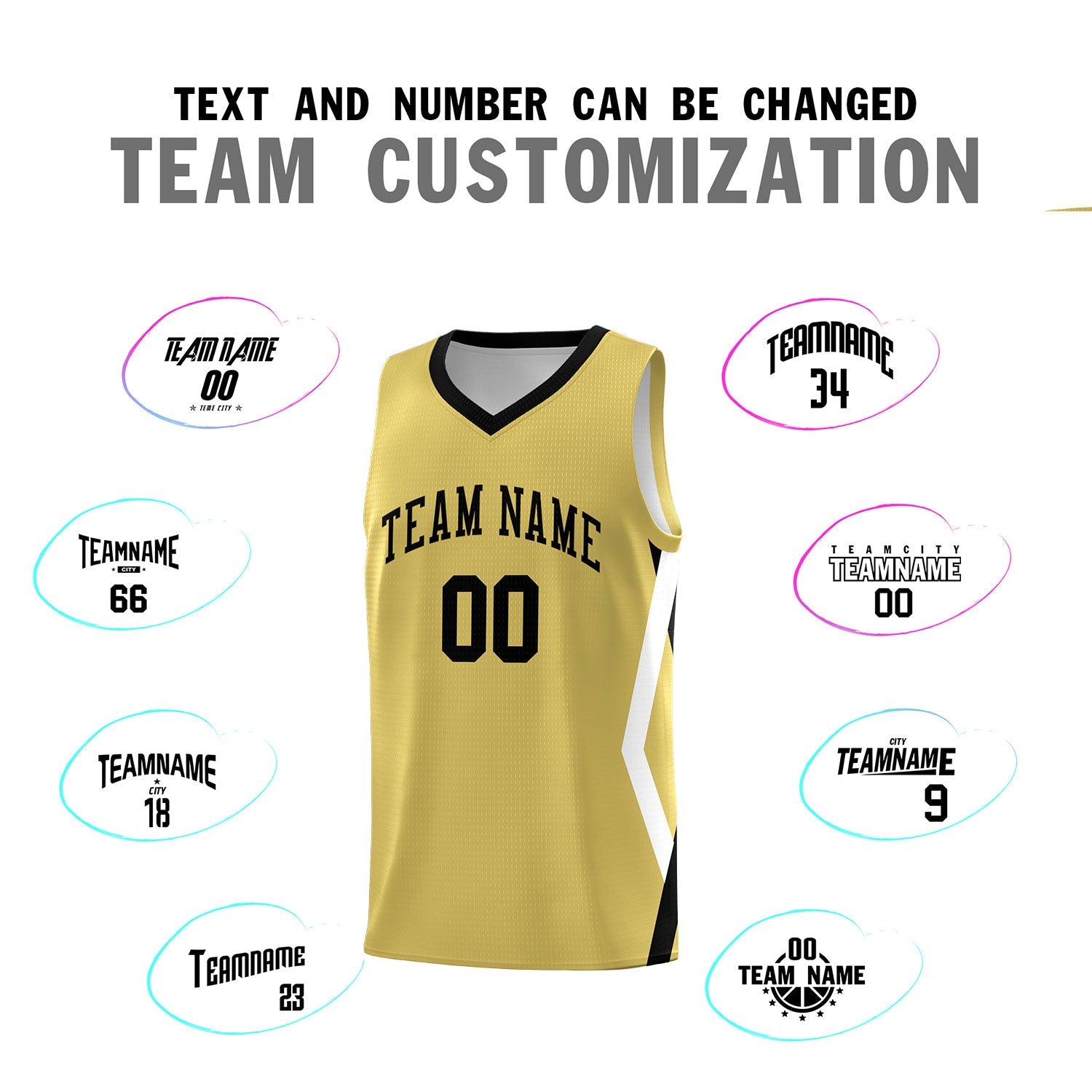 Custom Old Gold Side Rhombus Graffiti Pattern Sets Basketball Jersey