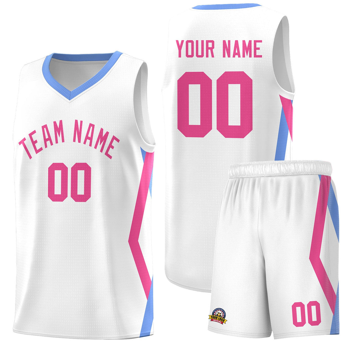Custom White Side Rhombus Graffiti Pattern Sets Basketball Jersey