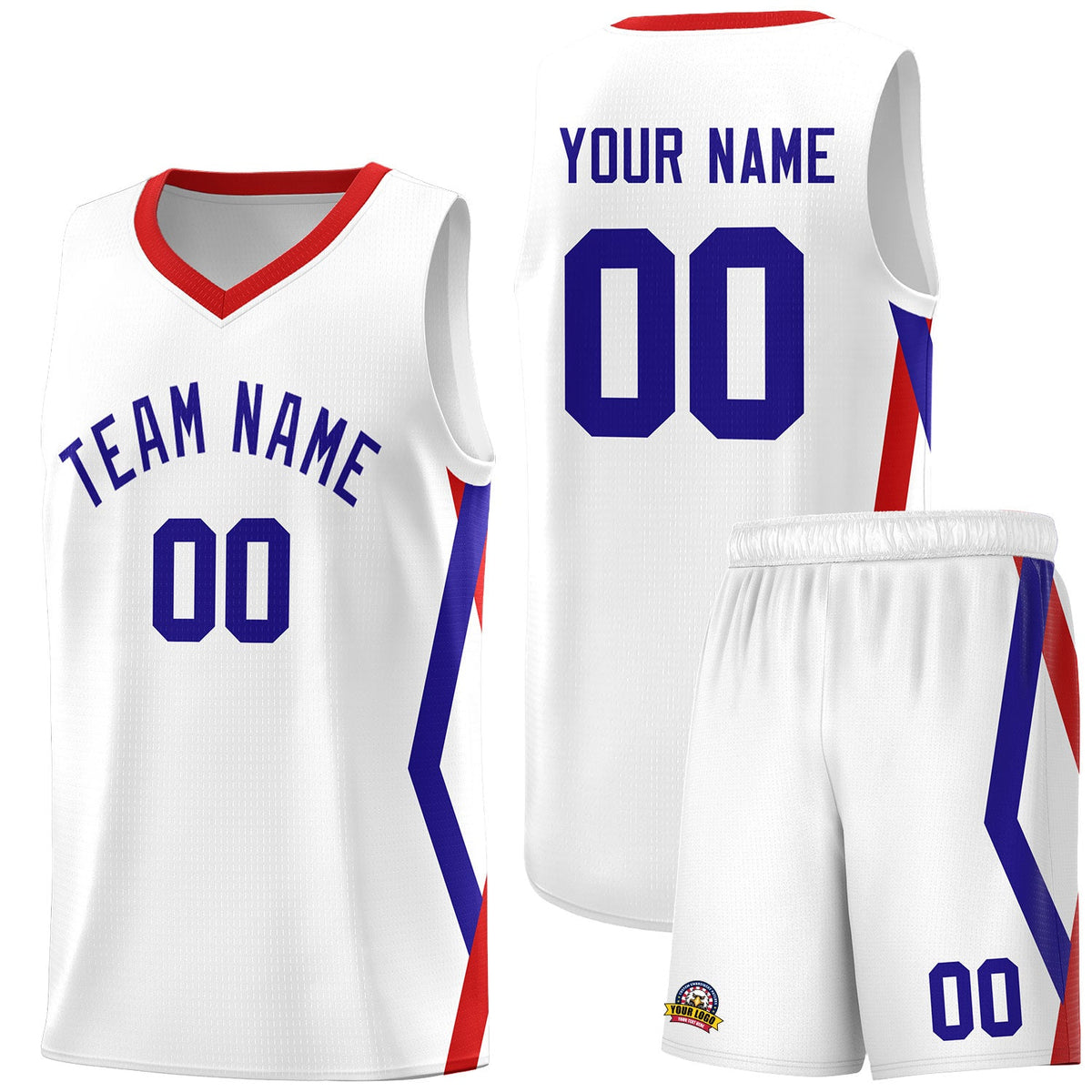 Custom White Side Rhombus Graffiti Pattern Sets Basketball Jersey